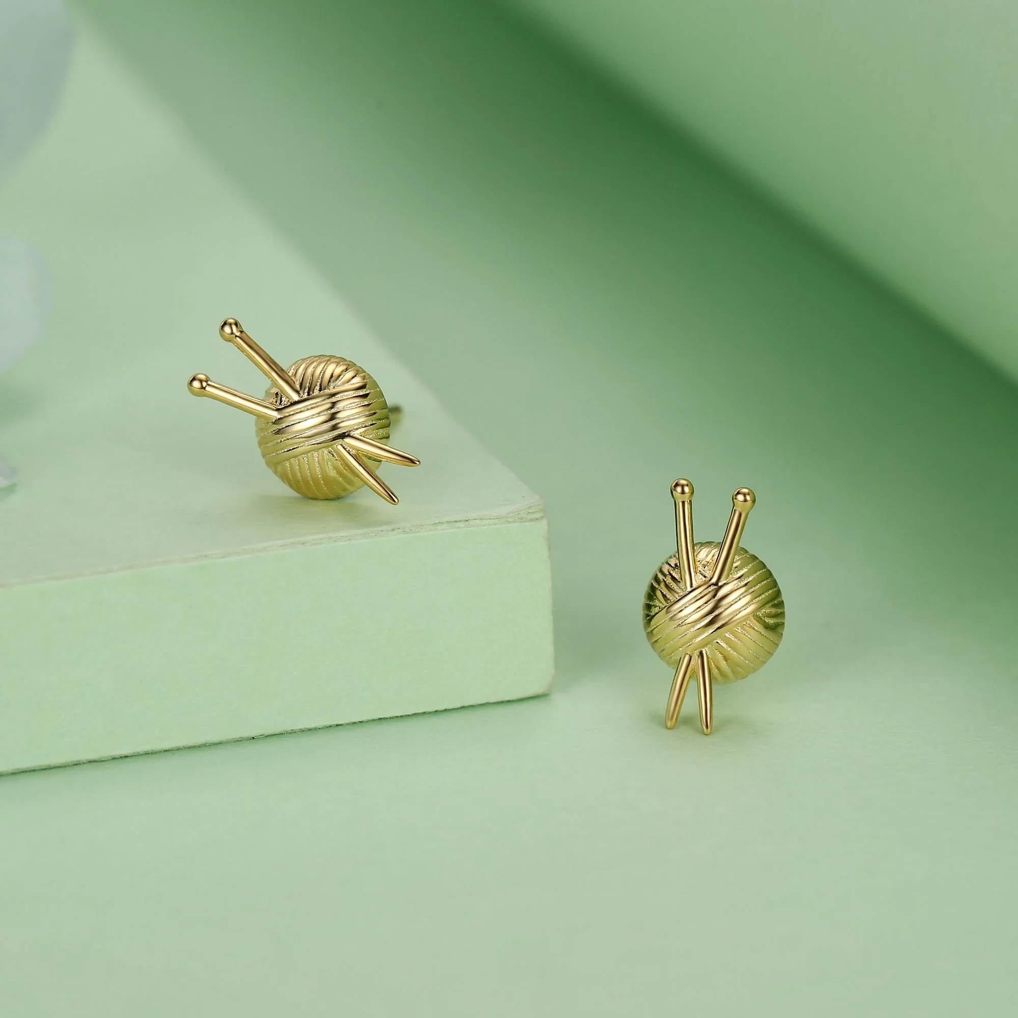 Sterling Silver Knitting Yarn Ball Stud Earrings - Image 6