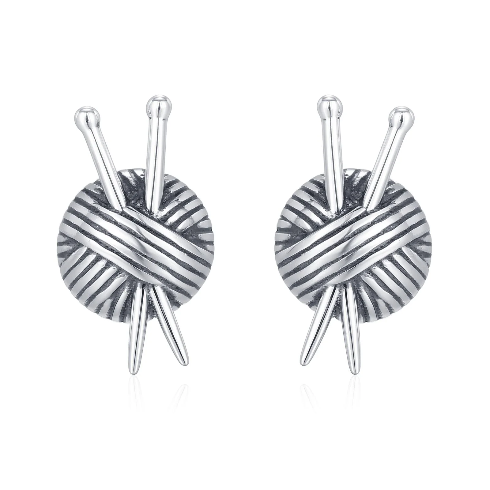 Sterling Silver Knitting Yarn Ball Stud Earrings - Image 9