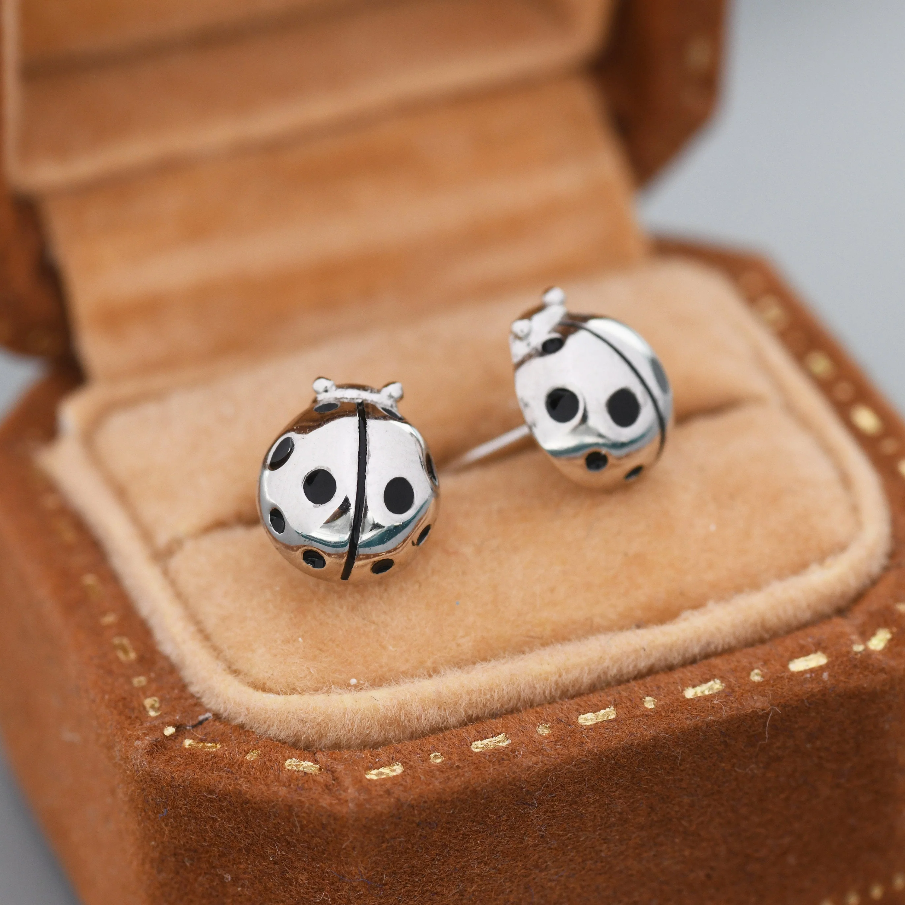 Sterling Silver Ladybird Stud Earrings, Animal Earrings, Cute and Quirky - Image 3