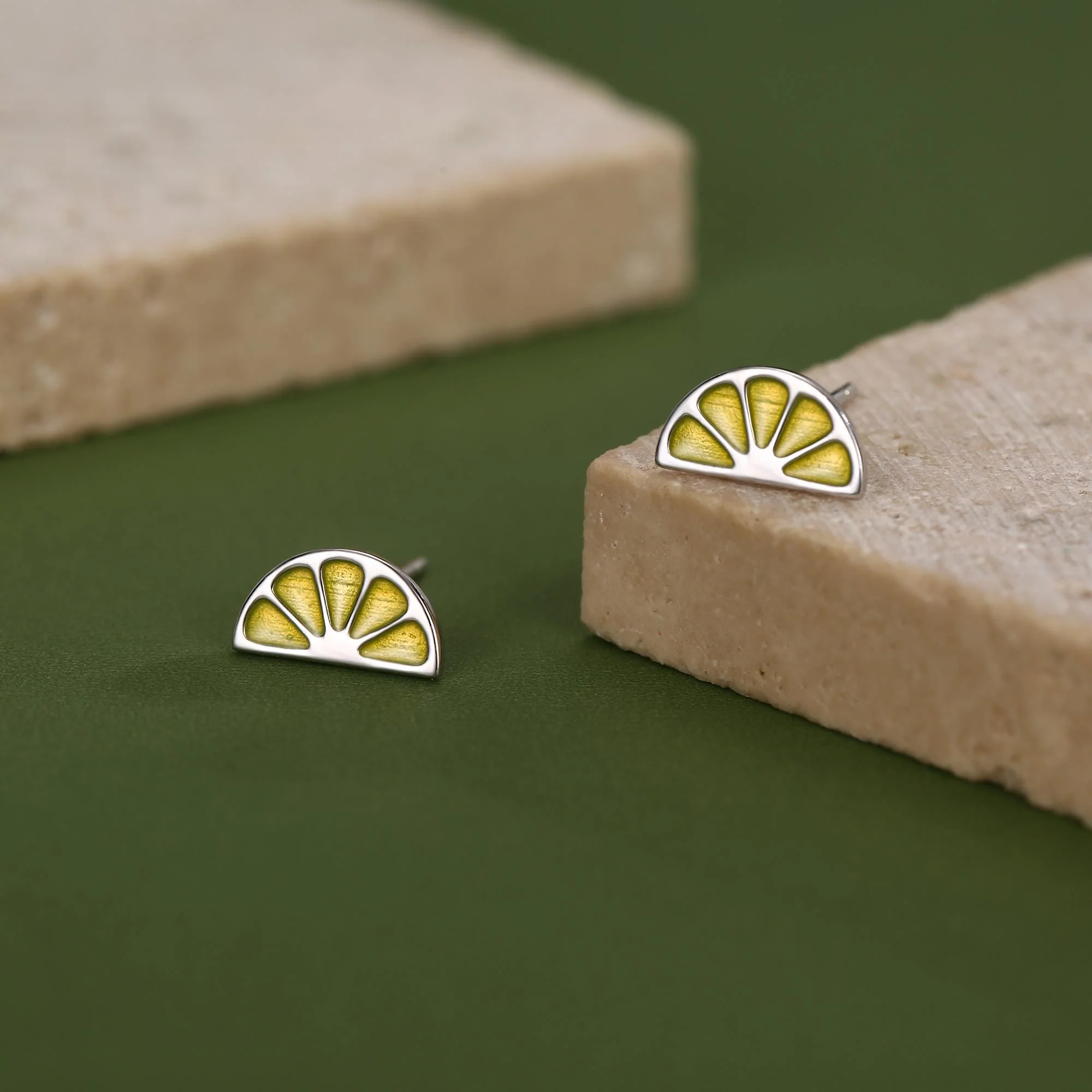 Sterling Silver Lemon Slice Stud Earrings - Image 3