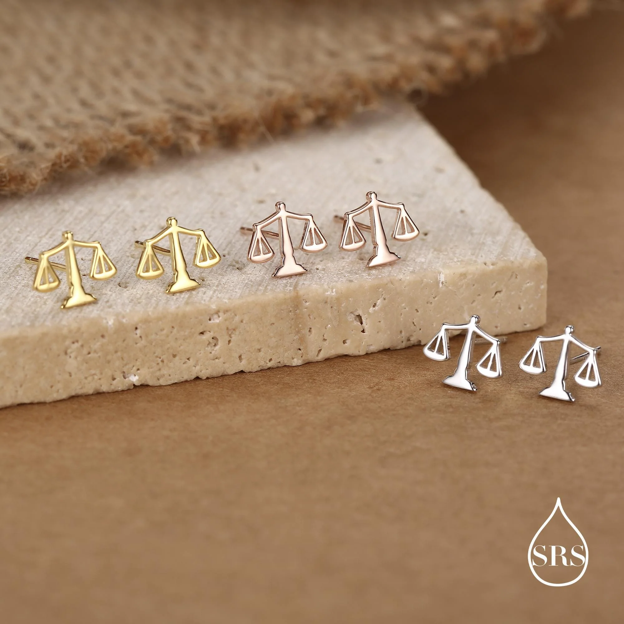 Sterling Silver Libra Scales Stud Earrings - Image 2