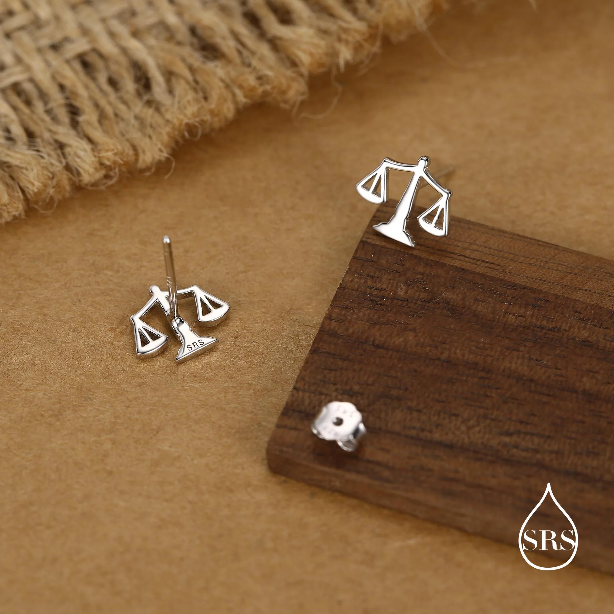 Sterling Silver Libra Scales Stud Earrings - Image 4