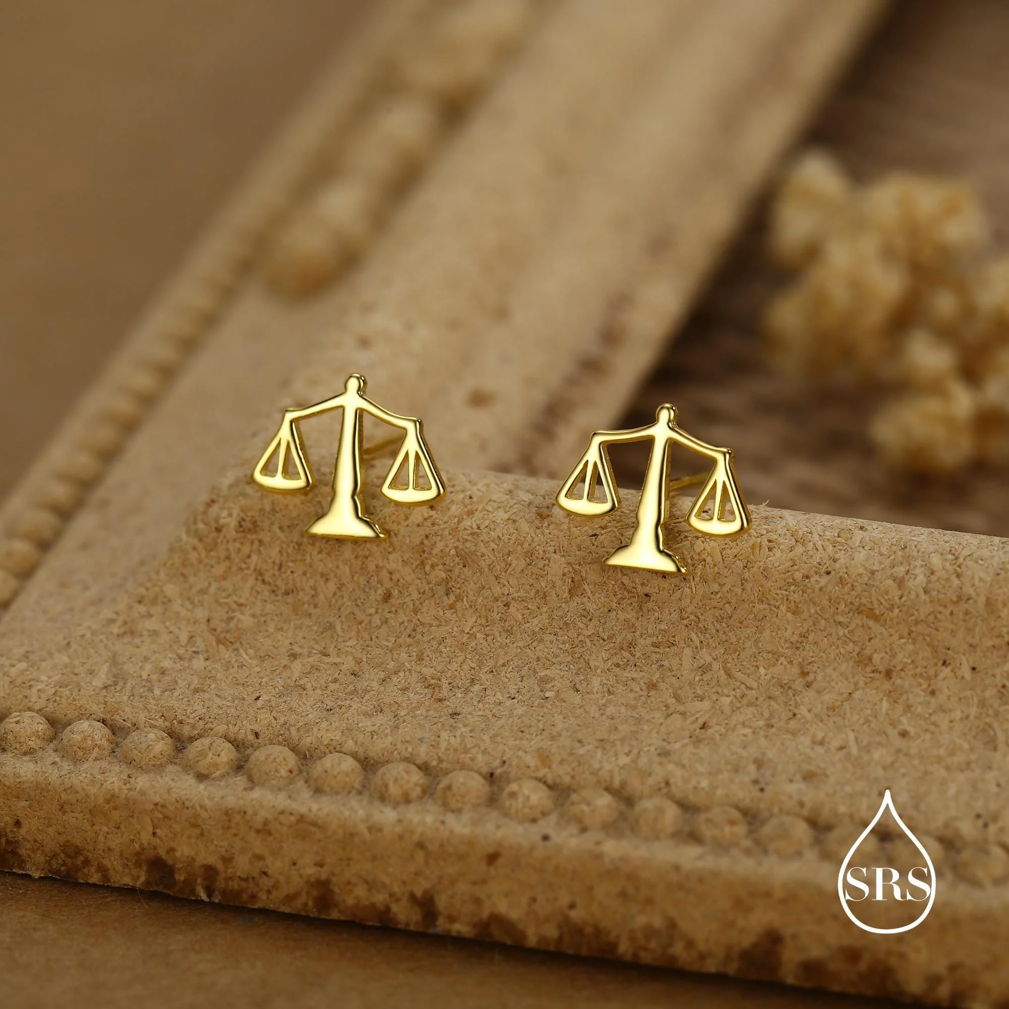 Sterling Silver Libra Scales Stud Earrings - Image 7