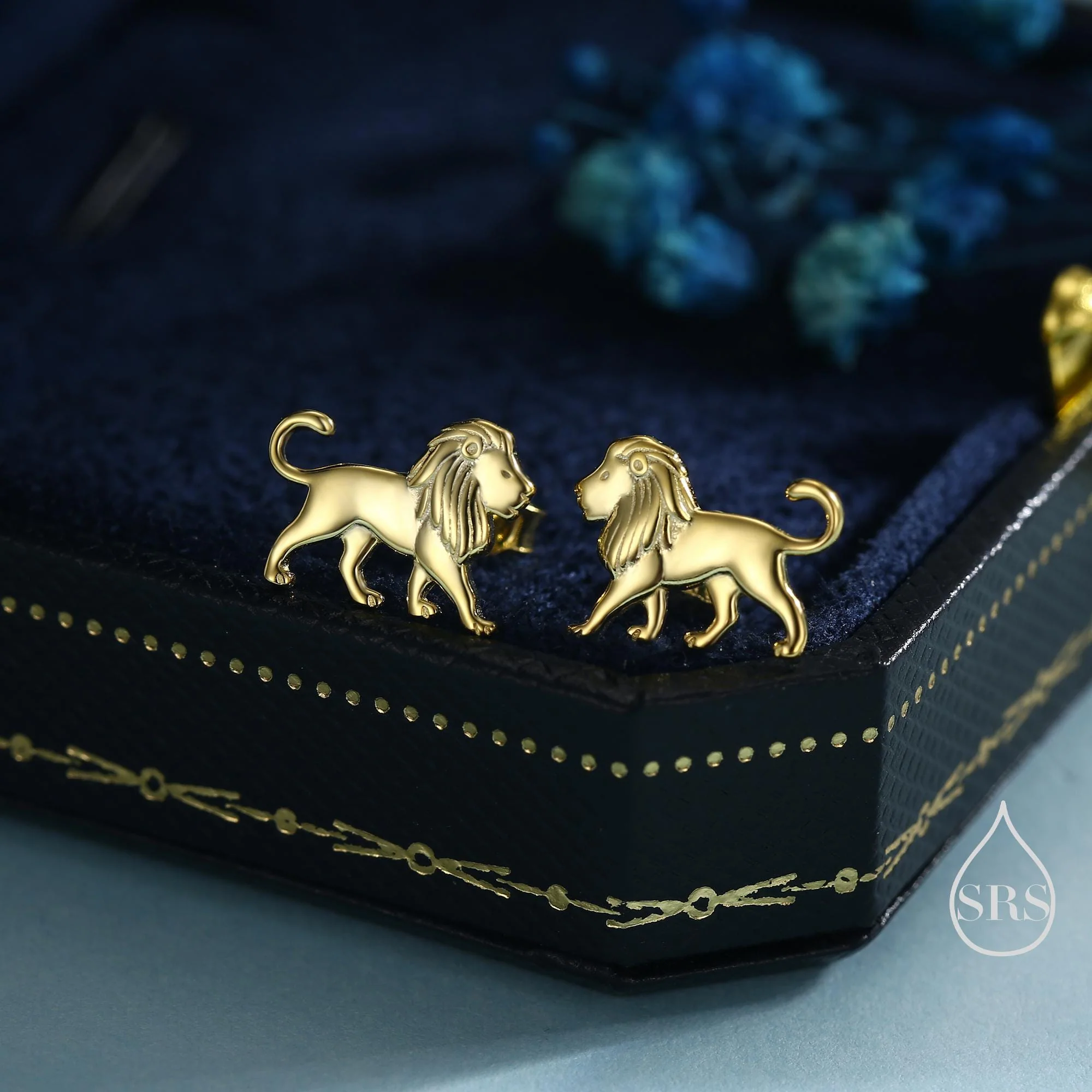 Sterling Silver Lion Stud Earrings, Silver, Gold or Rose Gold, Cute Lion Earrings, Cute and Quirky Earrings - Image 2