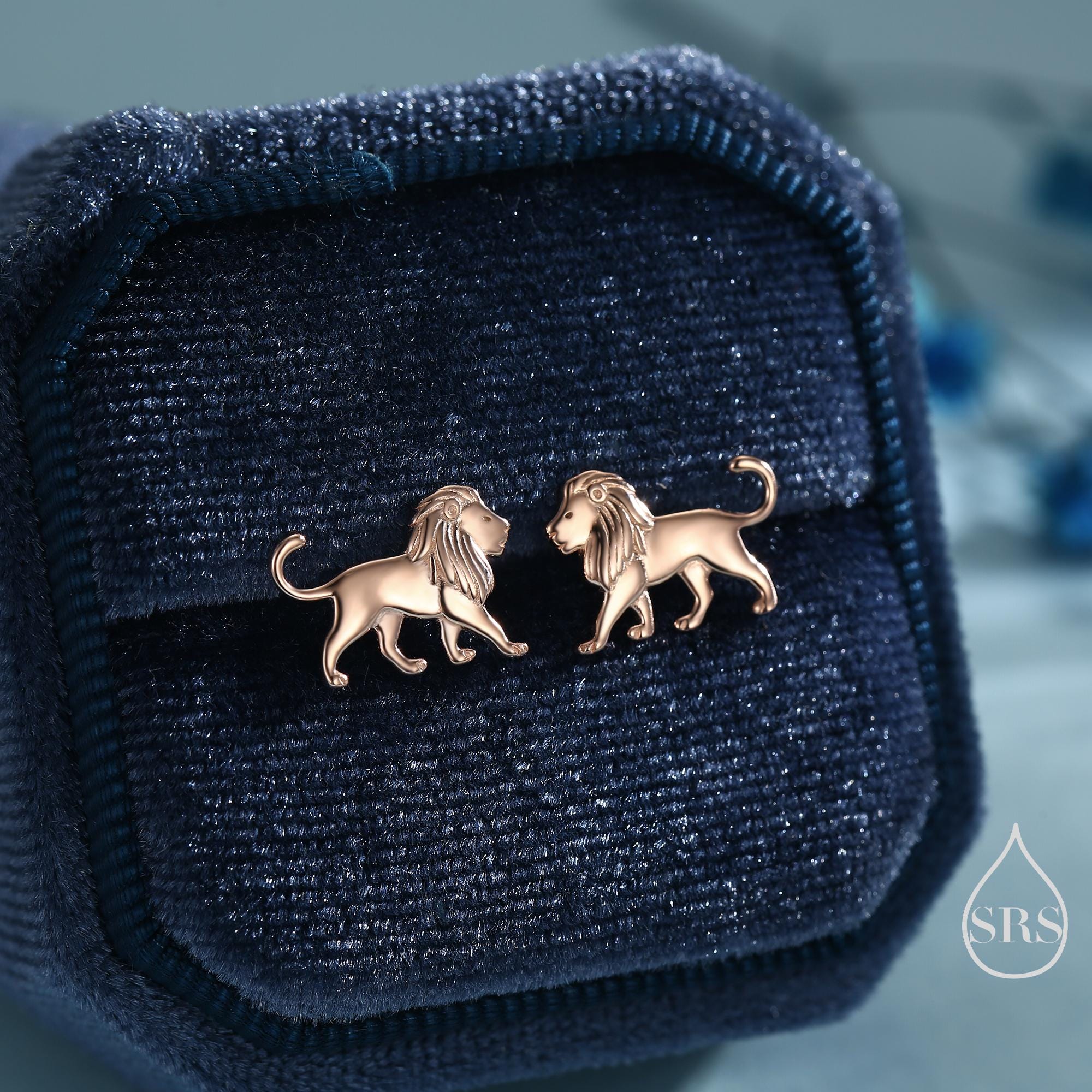 Sterling Silver Lion Stud Earrings, Silver, Gold or Rose Gold, Cute Lion Earrings, Cute and Quirky Earrings - Image 3