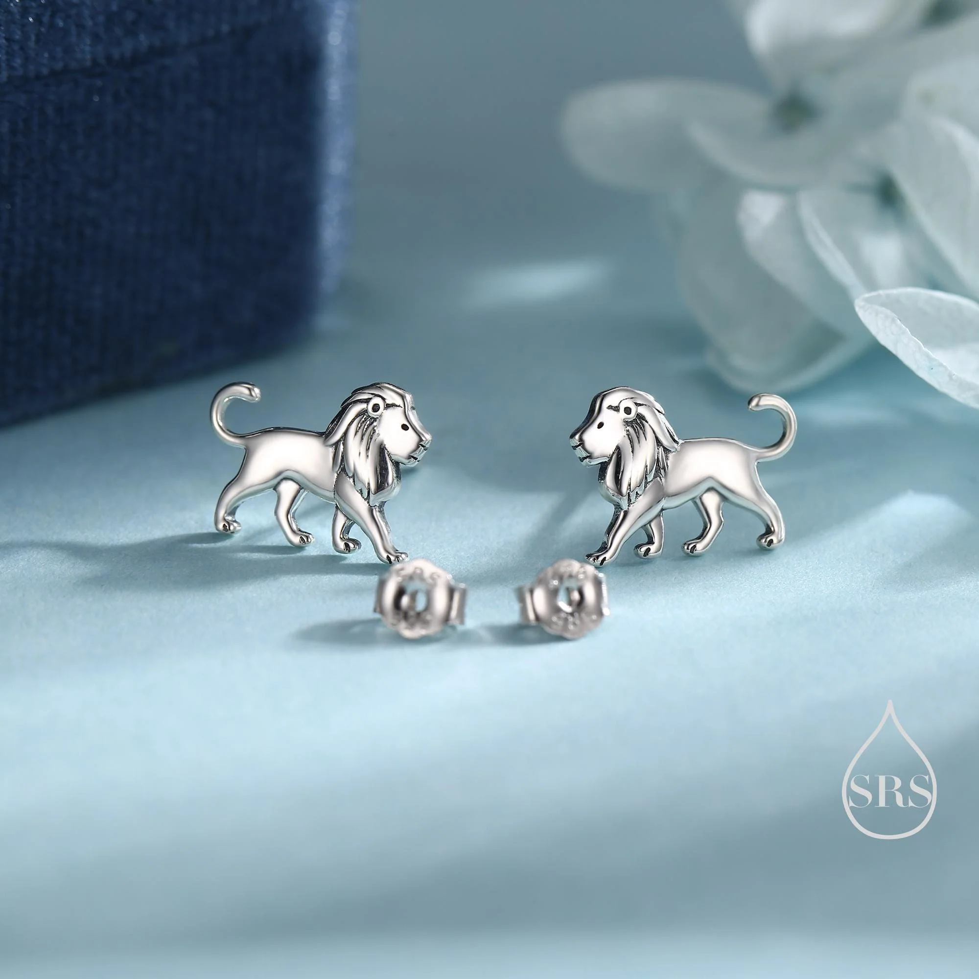Sterling Silver Lion Stud Earrings, Silver, Gold or Rose Gold, Cute Lion Earrings, Cute and Quirky Earrings - Image 5