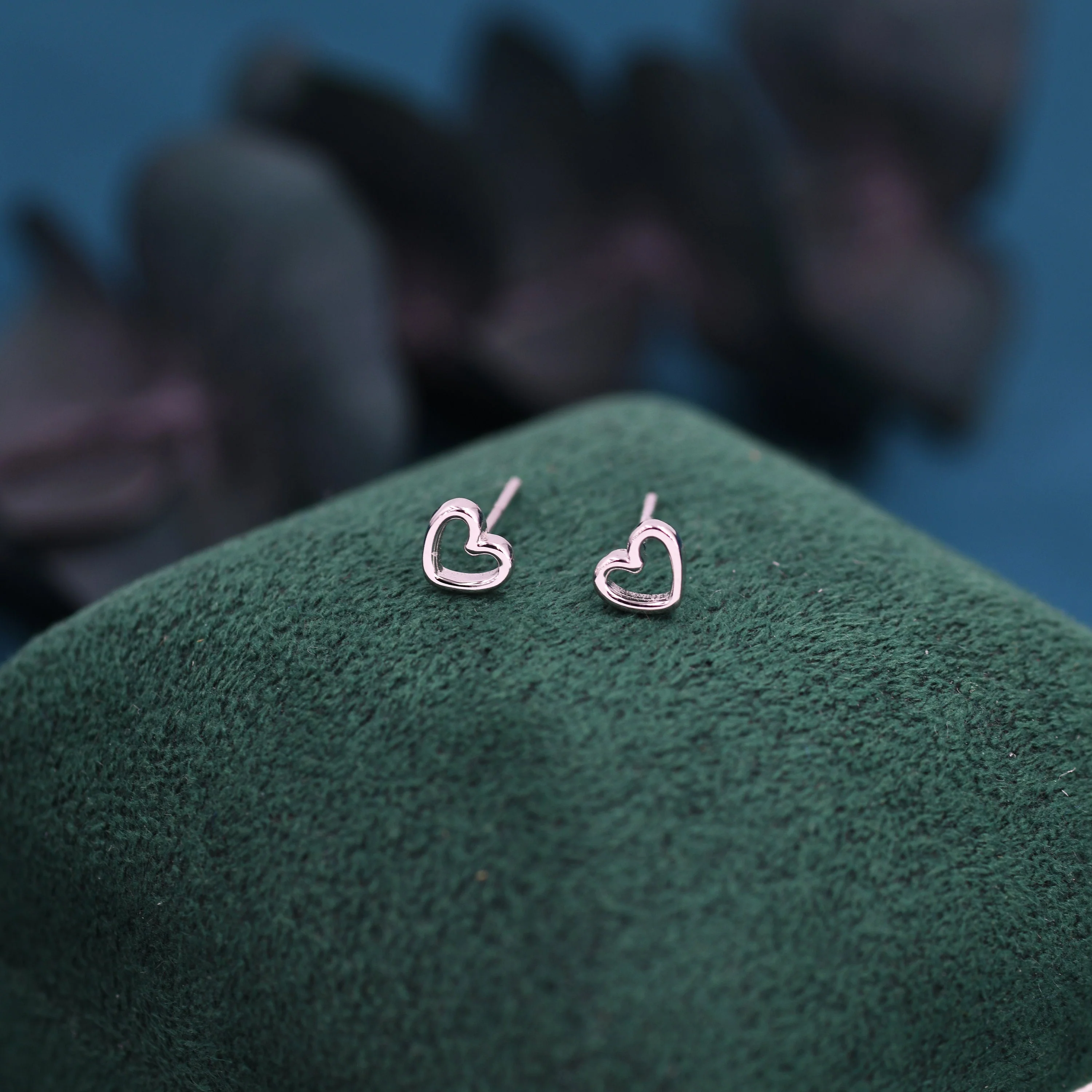 Sterling Silver Little Open Heart Stud Earrings, Cute, Fun, Minimalist, Simple and Elegant Jewellery - Image 2