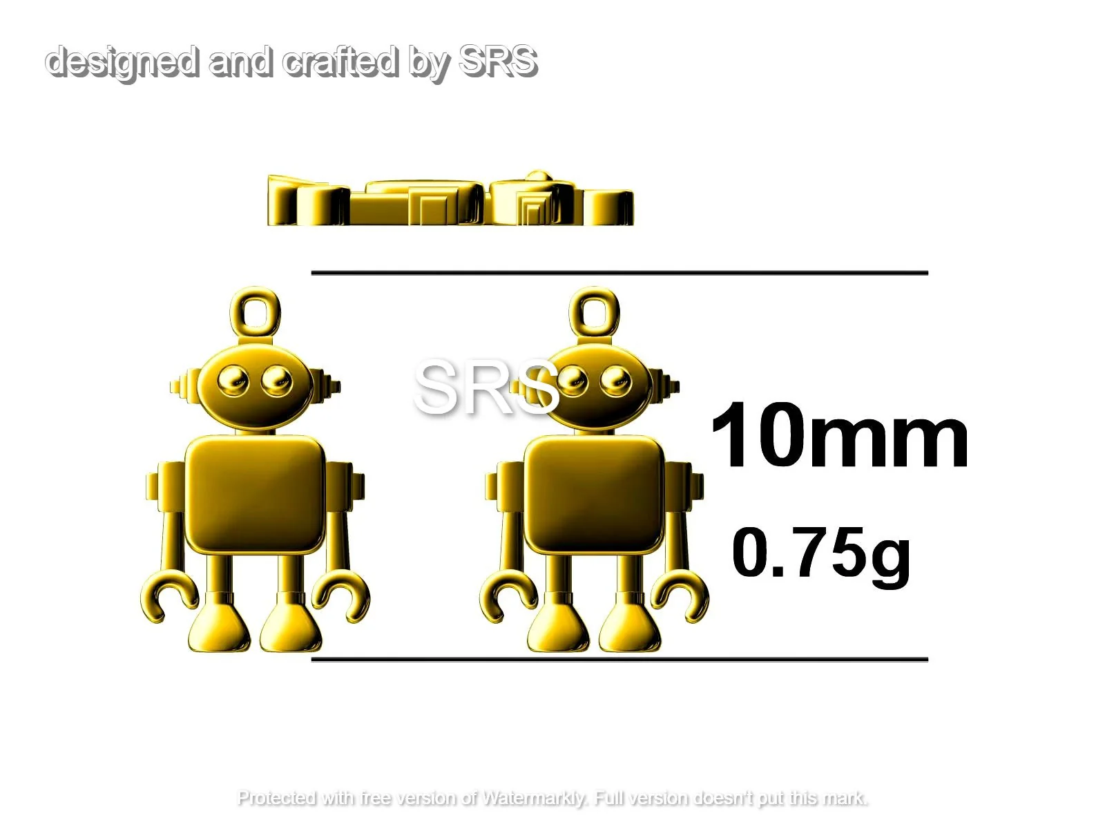 Sterling Silver Little Robot Stud Earrings - Fun, Cute Fun, Whimsical - Image 9