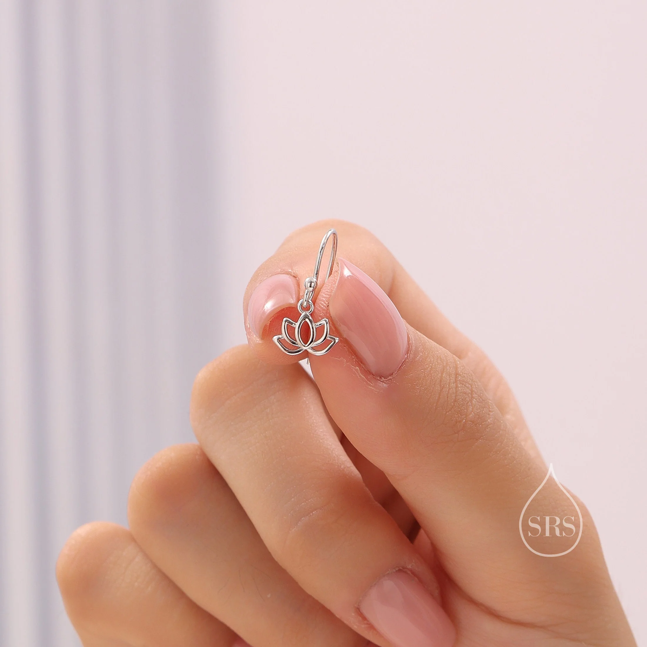 Sterling Silver Lotus Flower Drop Hook Earrings, Silver or Gold or Rose Gold, Water Lily Earrings, Lotus Earrings, Lotus Flower Earrings - Image 2