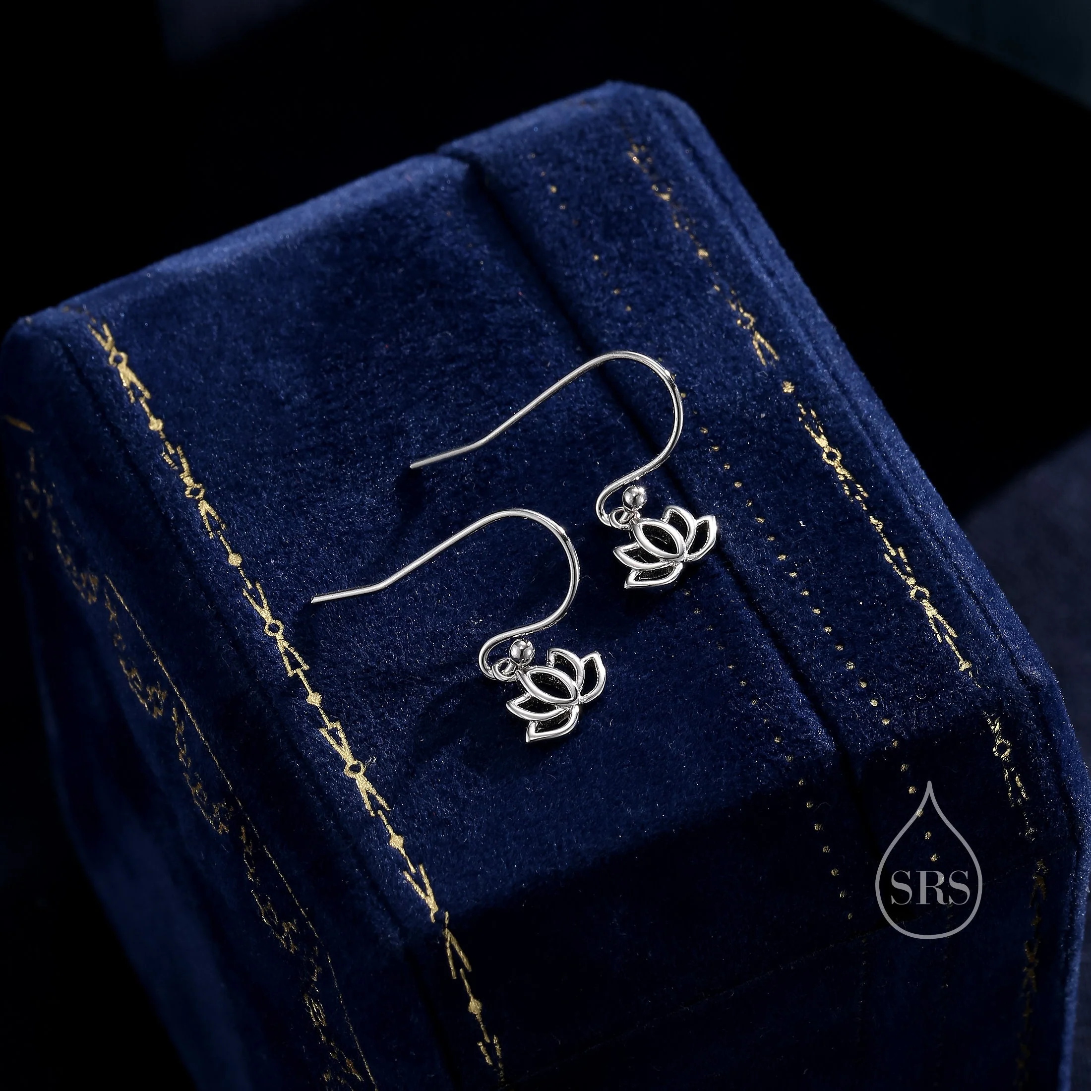 Sterling Silver Lotus Flower Drop Hook Earrings, Silver or Gold or Rose Gold, Water Lily Earrings, Lotus Earrings, Lotus Flower Earrings - Image 5