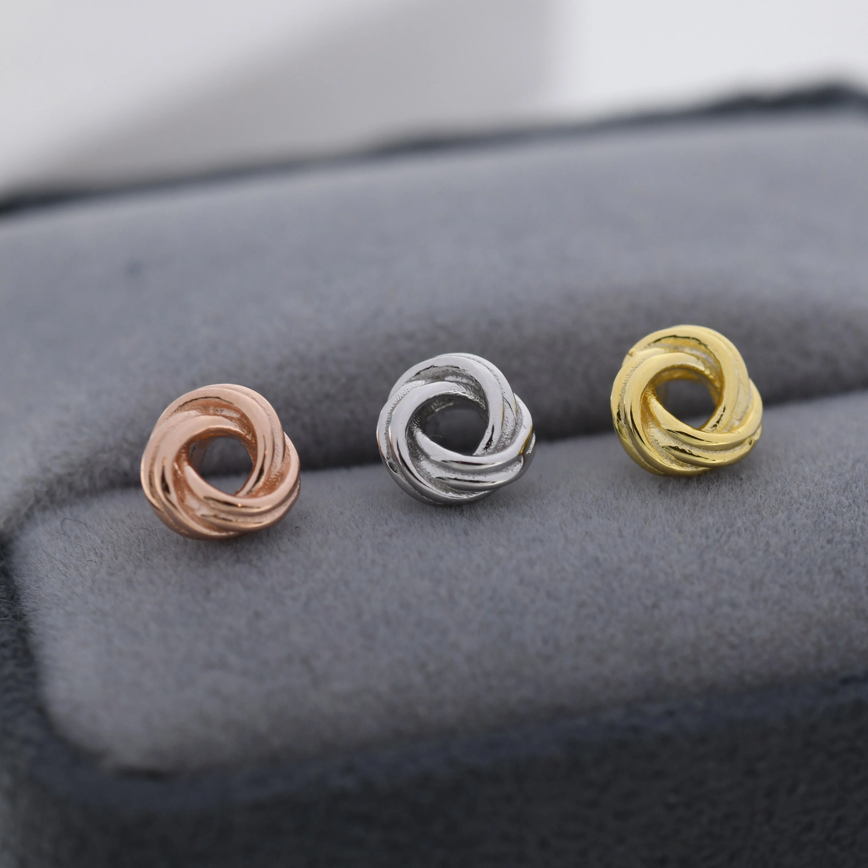Sterling Silver Love Knot Stud Earrings, Also in Gold Finish or Rose Gold Finish, Dainty Knot Earrings, Bridesmaid's Jewellery - Image 2