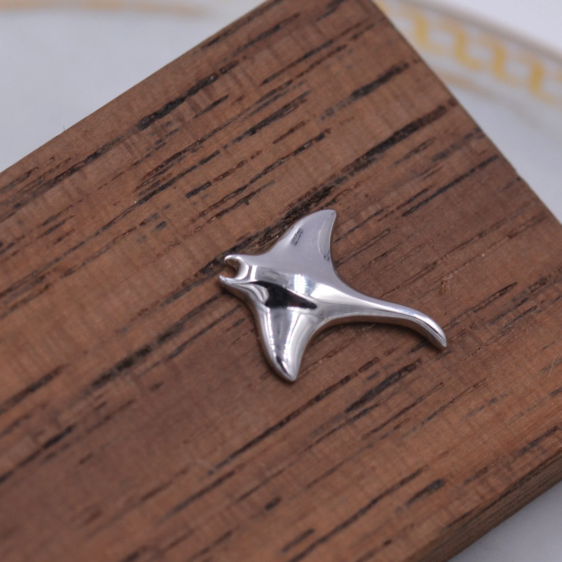 Sterling Silver Manta Ray Stud Earrings, Ocean Creature Fish Earrings, Cute and Quirky - Image 3