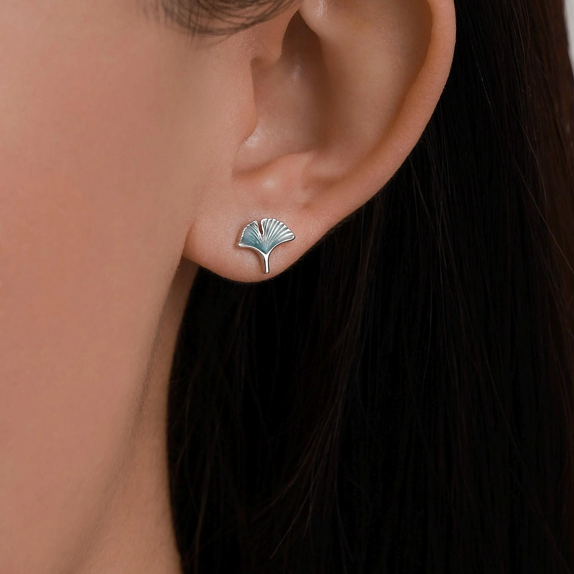 Sterling Silver Maple Leaf & Ginkgo Leaf Stud Earrings – Colorful Autumn Mismatched Earrings, Nature Inspired Jewelry, Asymmetric Earrings - Image 6