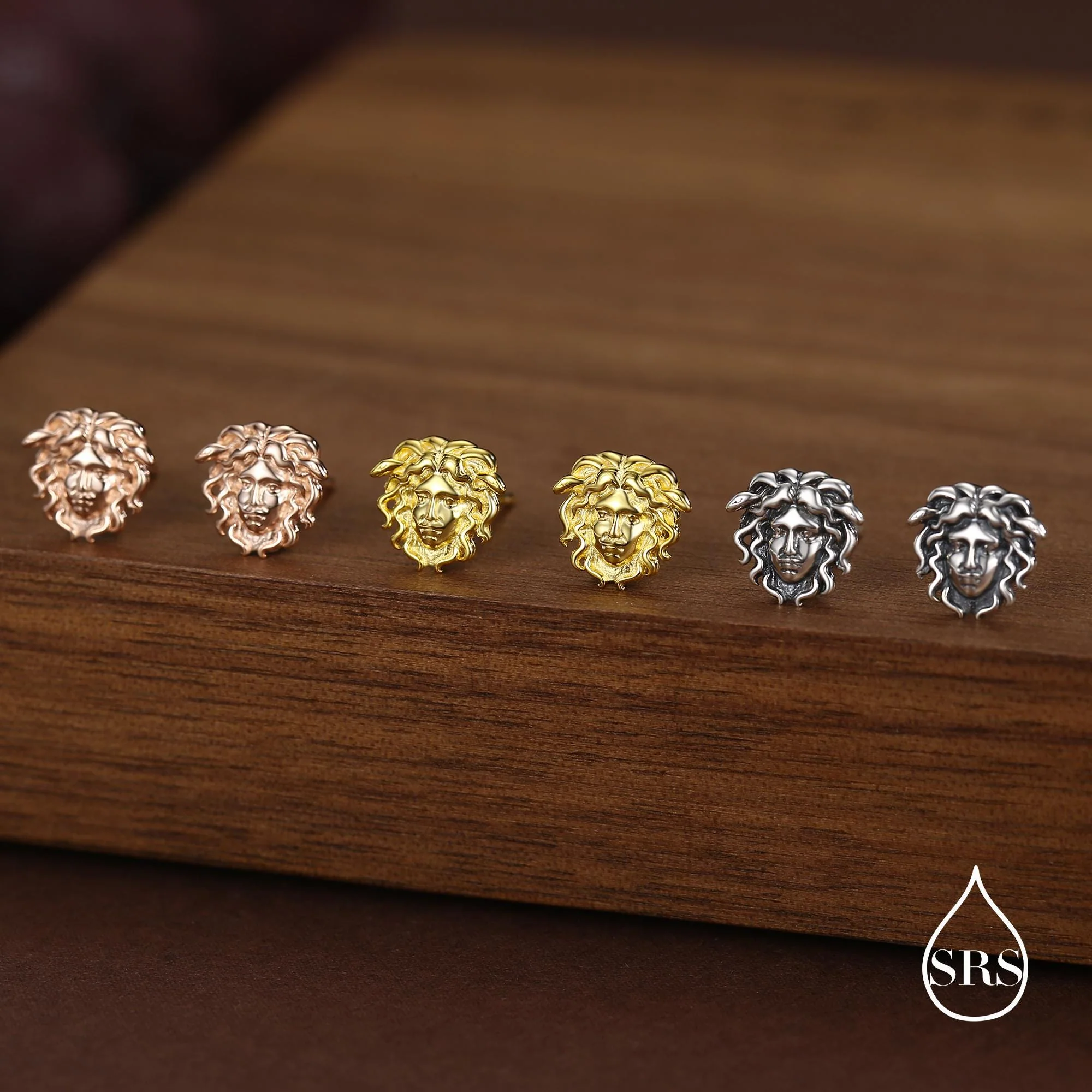 Sterling Silver Medusa Head Stud Earrings - Image 7