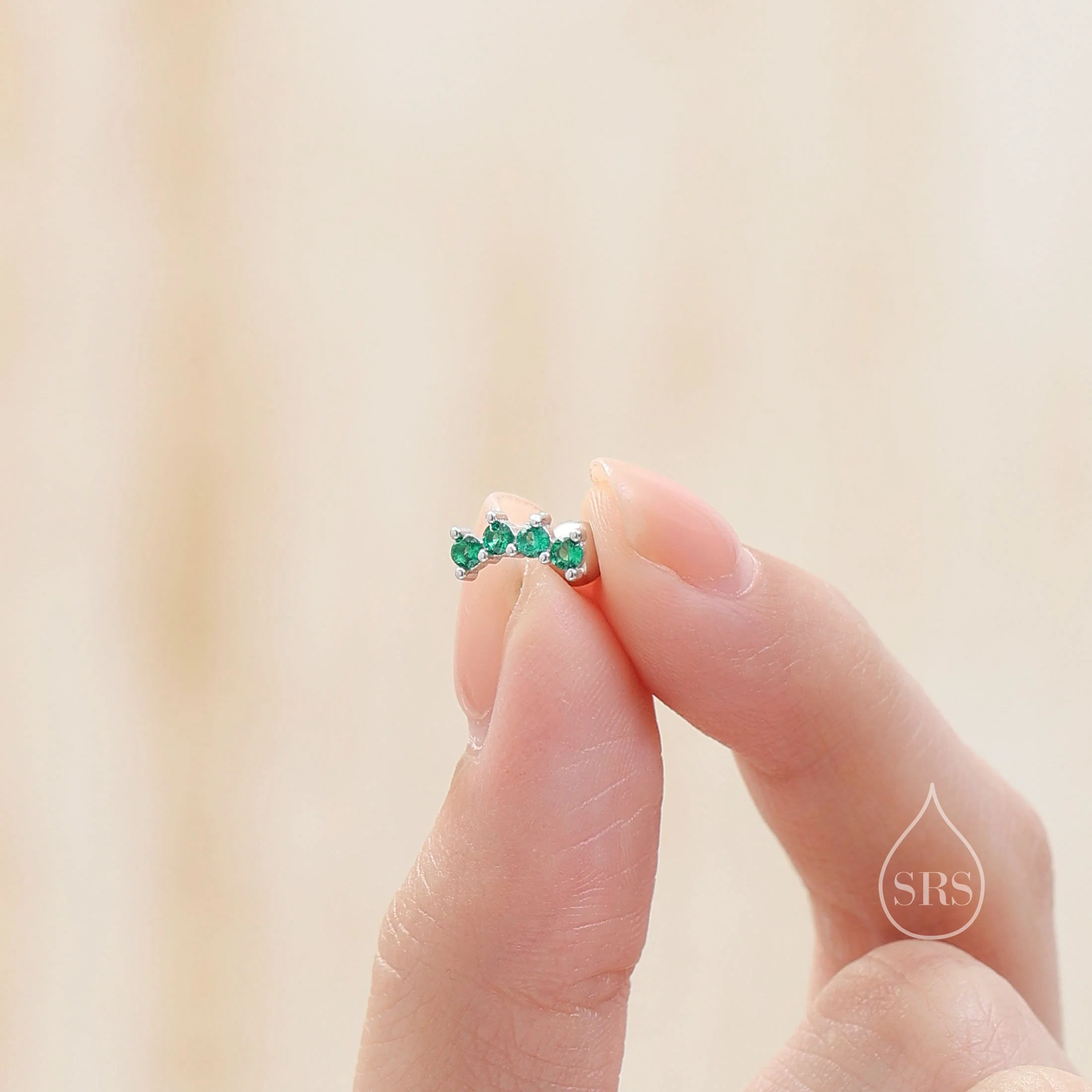Sterling Silver Mini CZ Bar Screw Back Earrings, Silver or Gold, Delicate and Dainty Geometric Jewellery, Tiny CZ Bar Screwback - Image 2