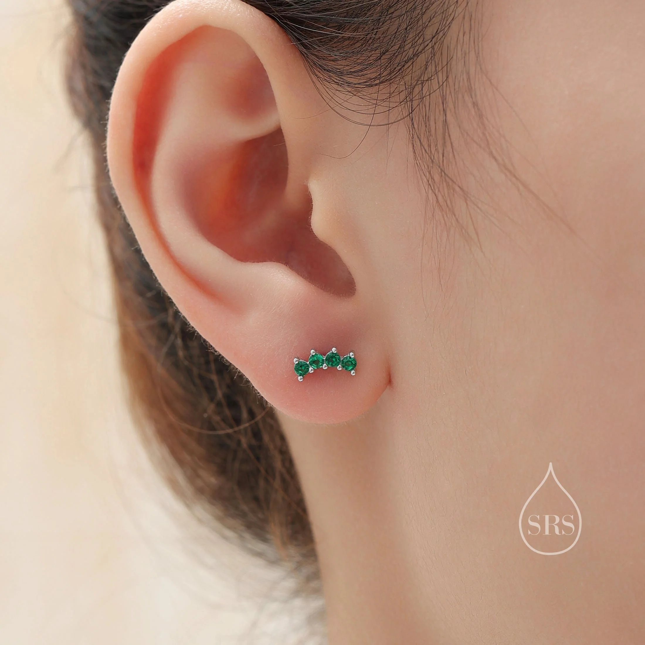 Sterling Silver Mini CZ Bar Screw Back Earrings, Silver or Gold, Delicate and Dainty Geometric Jewellery, Tiny CZ Bar Screwback - Image 3