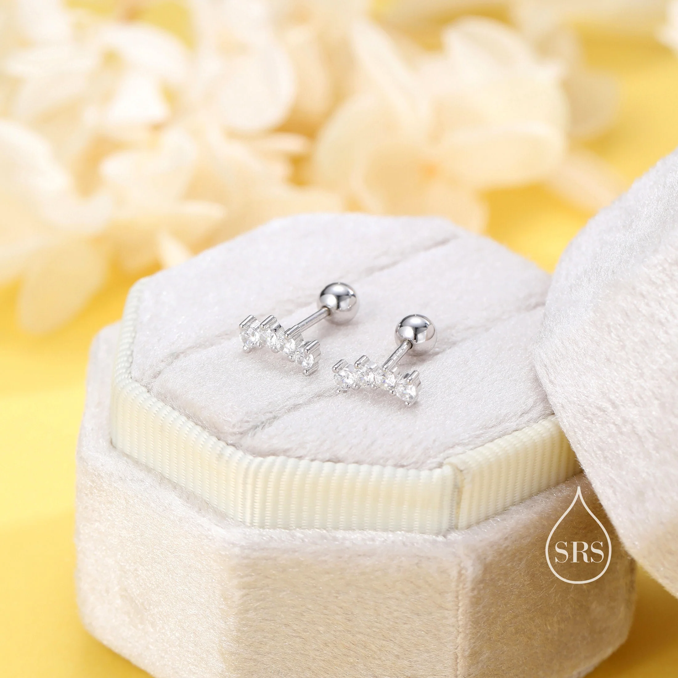 Sterling Silver Mini CZ Bar Screw Back Earrings, Silver or Gold, Delicate and Dainty Geometric Jewellery, Tiny CZ Bar Screwback - Image 5