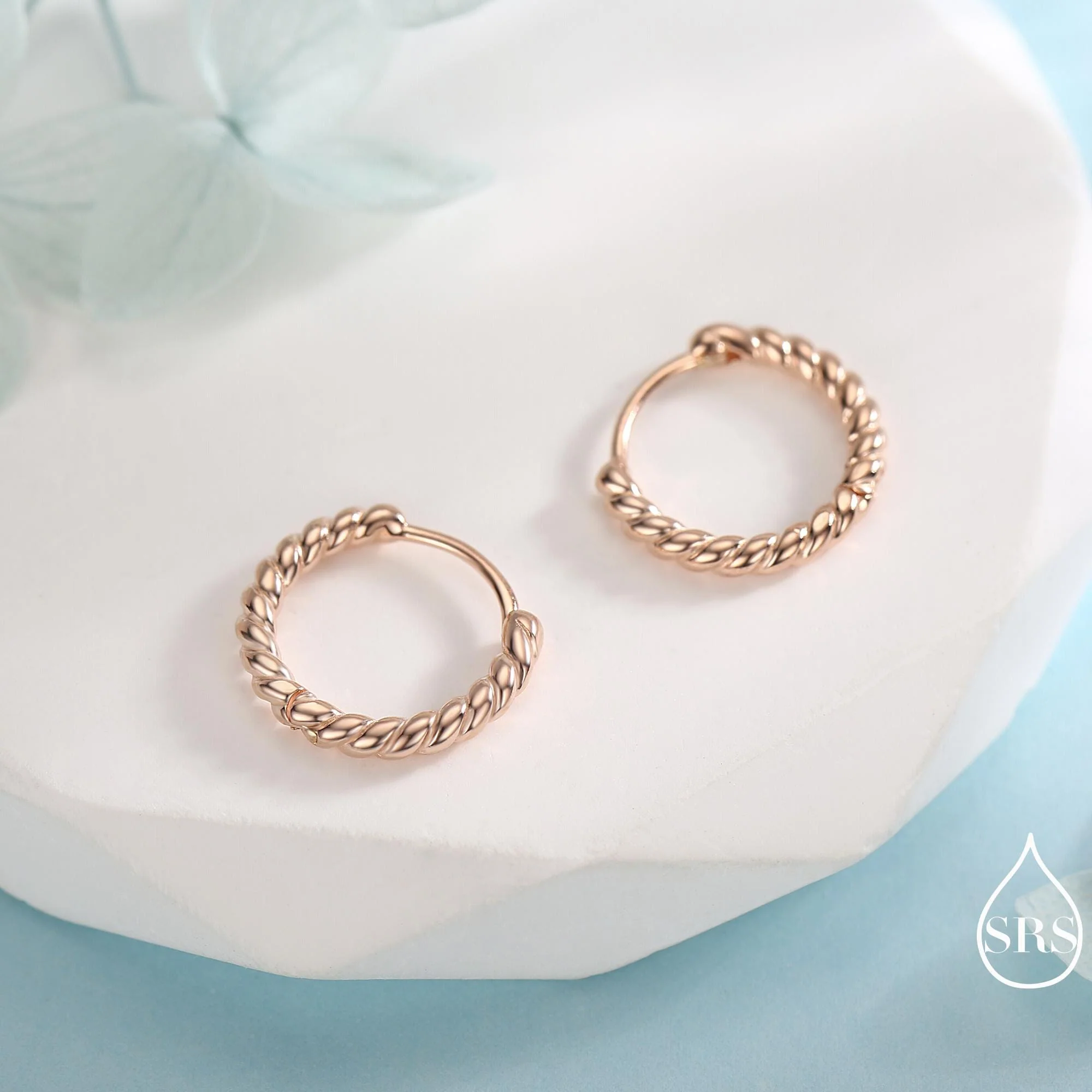Sterling Silver Minimalist 8mm or 10mm Braided Huggie Hoops, Minimal Silver Twist Hoops, Intertwining Hoop Earrings, Dainty Hoops Earrings - Image 12