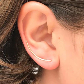 Sterling Silver Minimalist Bar Earrings Ear Climbers, Ear Crawlers, in Silver or Gold - Image 3