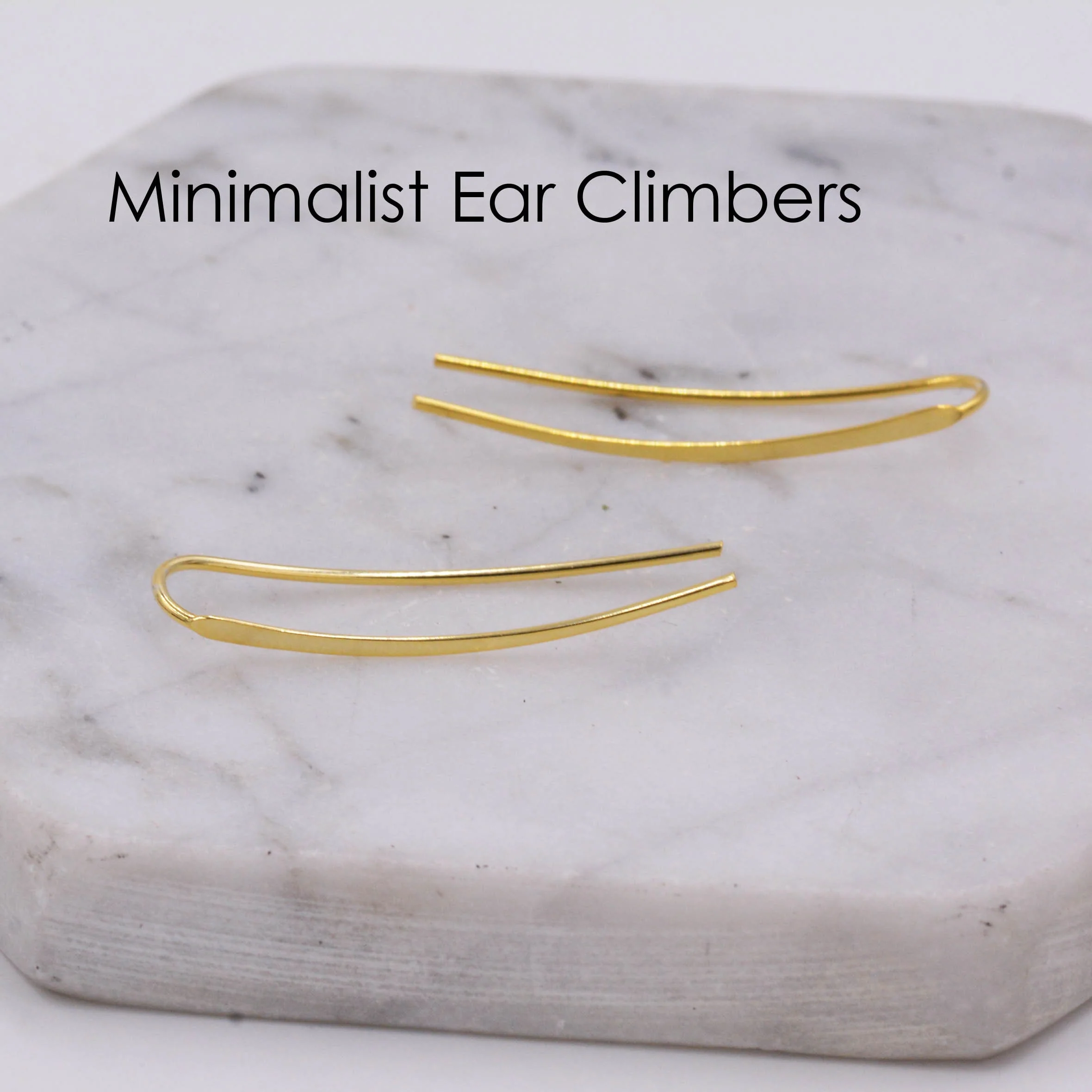 Sterling Silver Minimalist Bar Earrings Ear Climbers, Ear Crawlers, in Silver or Gold - Image 5