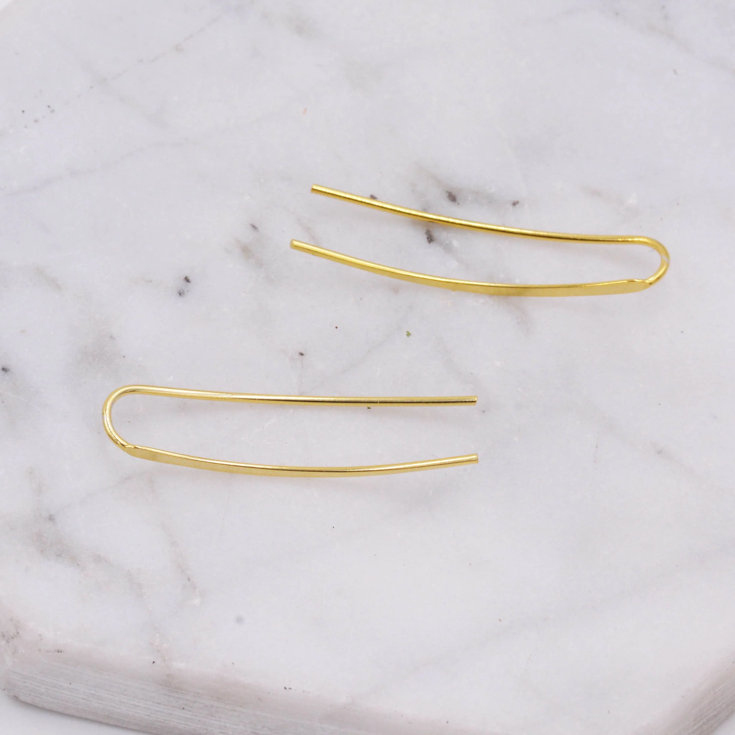 Sterling Silver Minimalist Bar Earrings Ear Climbers, Ear Crawlers, in Silver or Gold - Image 6