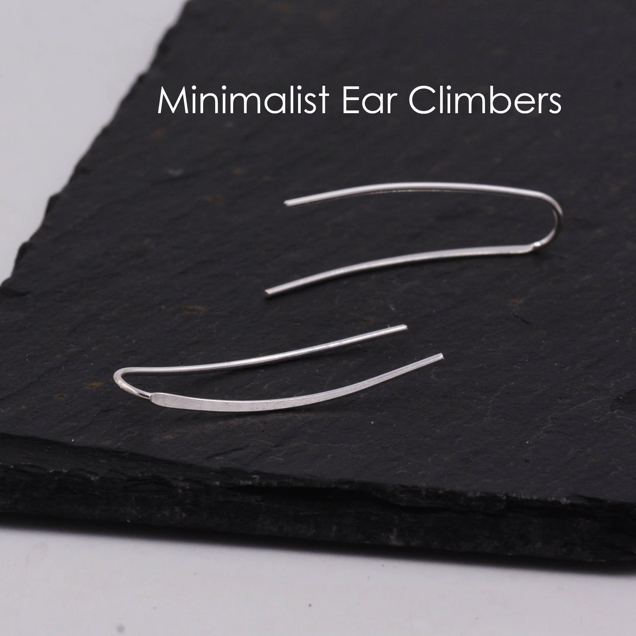 Sterling Silver Minimalist Bar Earrings Ear Climbers, Ear Crawlers, in Silver or Gold - Image 3