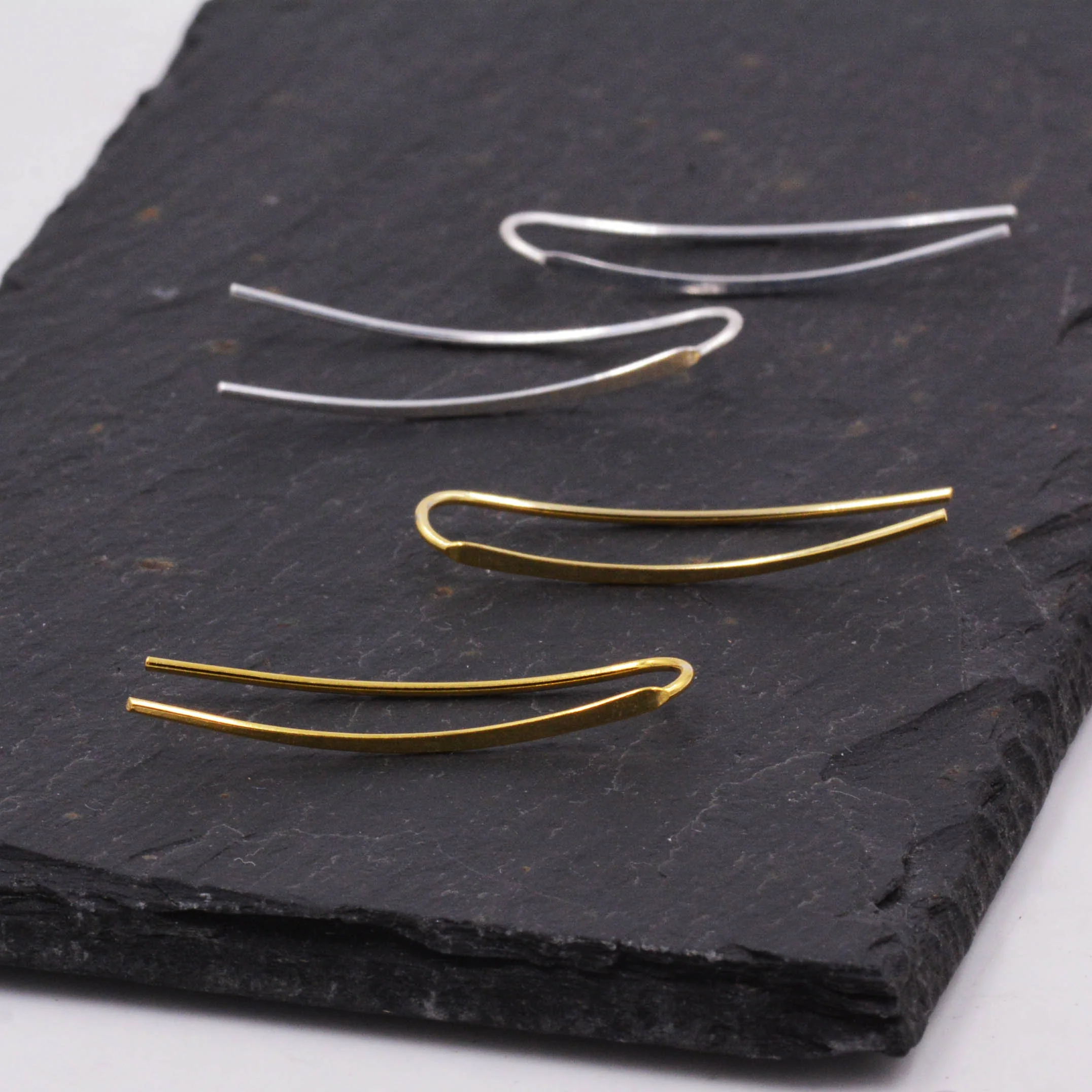 Sterling Silver Minimalist Bar Earrings Ear Climbers, Ear Crawlers, in Silver or Gold - Image 4