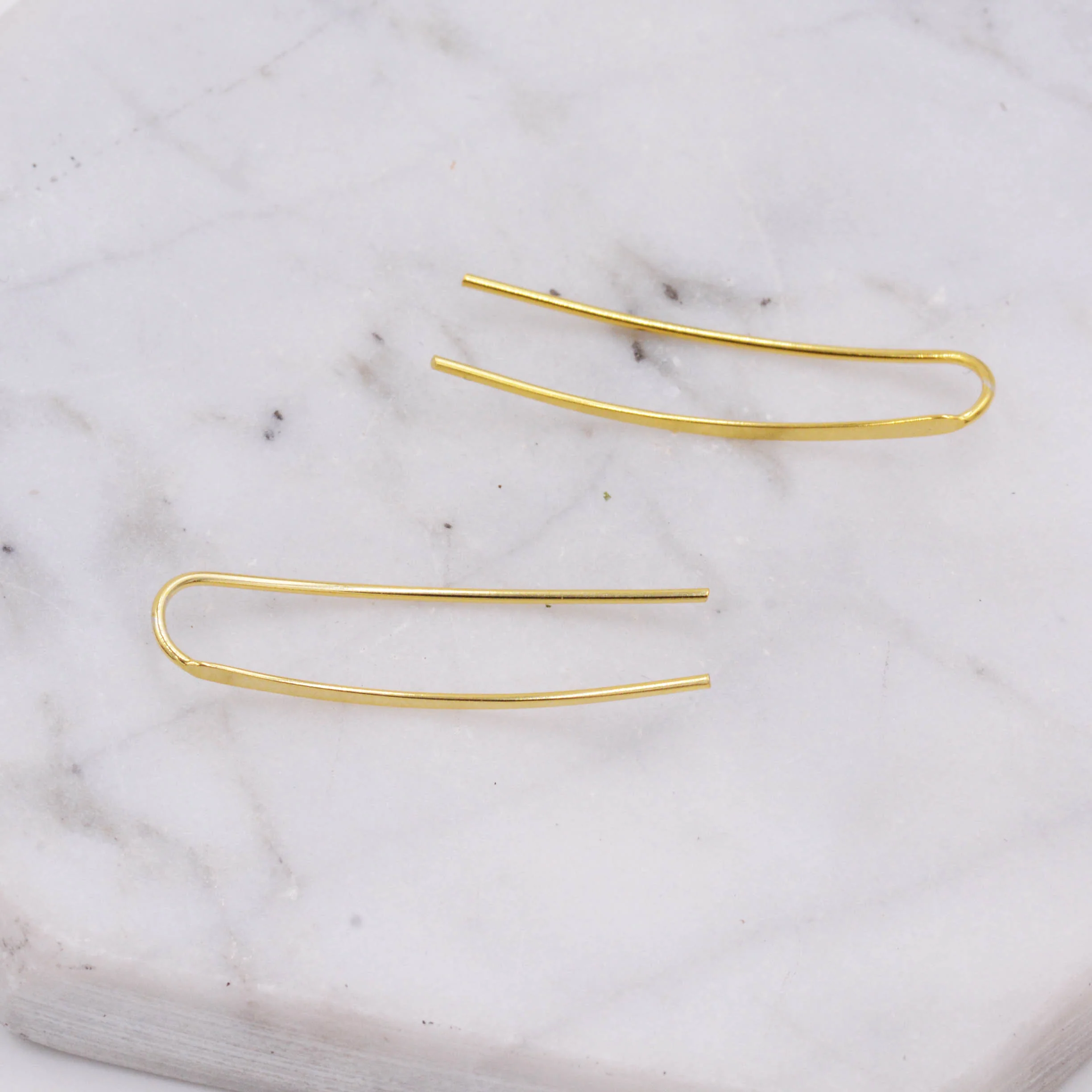 Sterling Silver Minimalist Bar Earrings Ear Climbers, Ear Crawlers, in Silver or Gold - Image 7