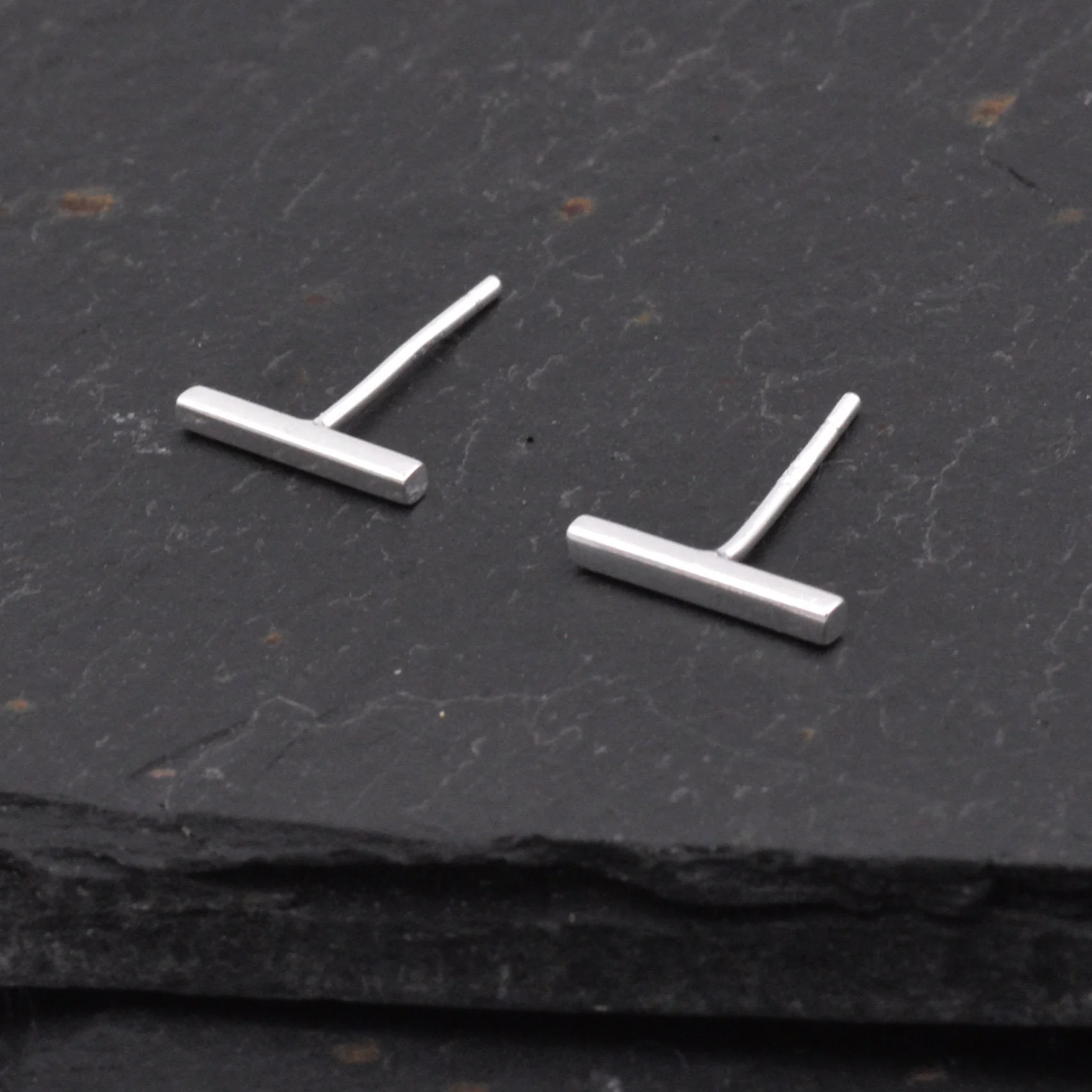 Sterling Silver Minimalist Bar Stud Earrings - Geometric Jewellery - Image 3