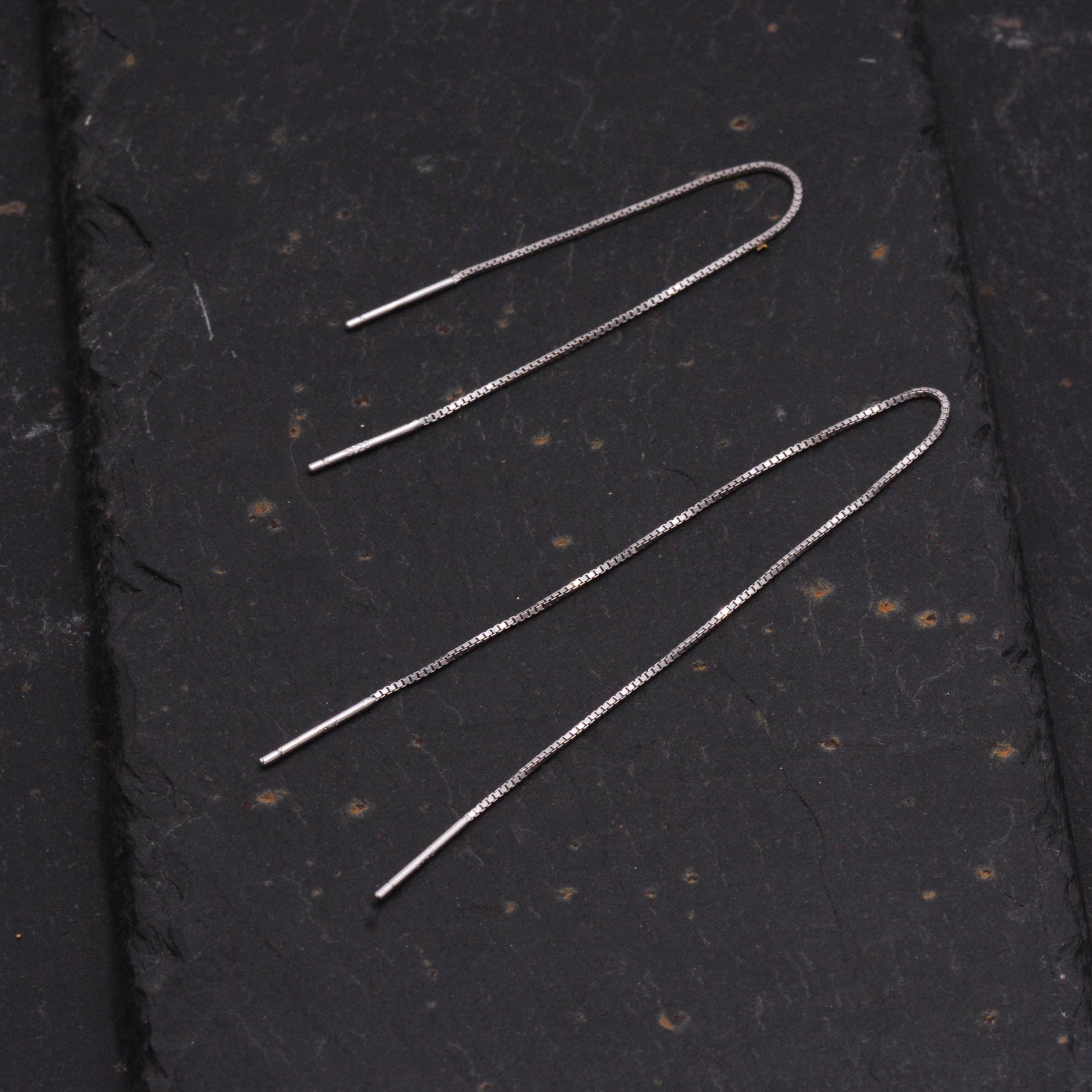 Sterling Silver Minimalist Long Ear Threader - Double Ear Threader - Ear Wire C38 - Image 4