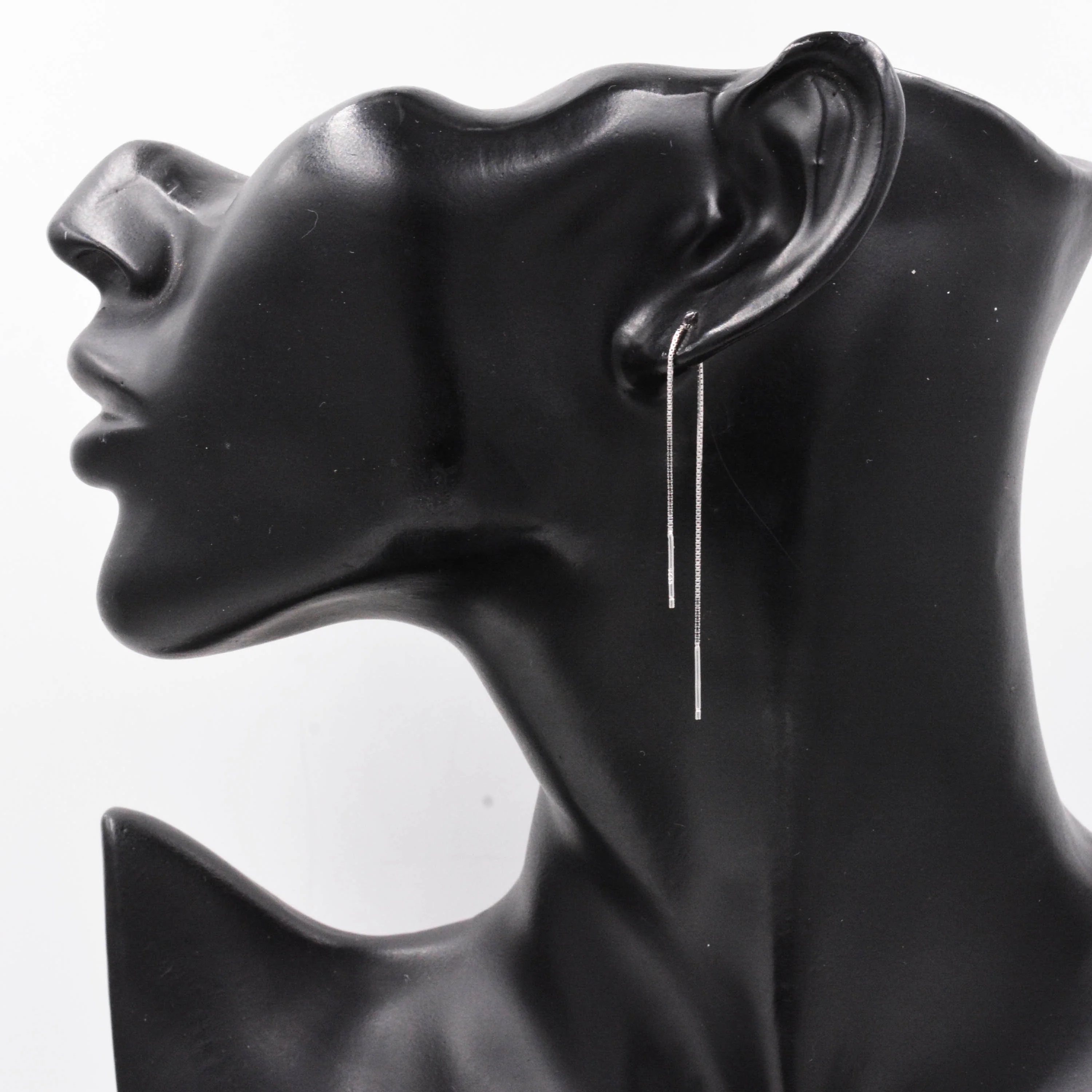 Sterling Silver Minimalist Long Ear Threader - Double Ear Threader - Ear Wire C38 - Image 5