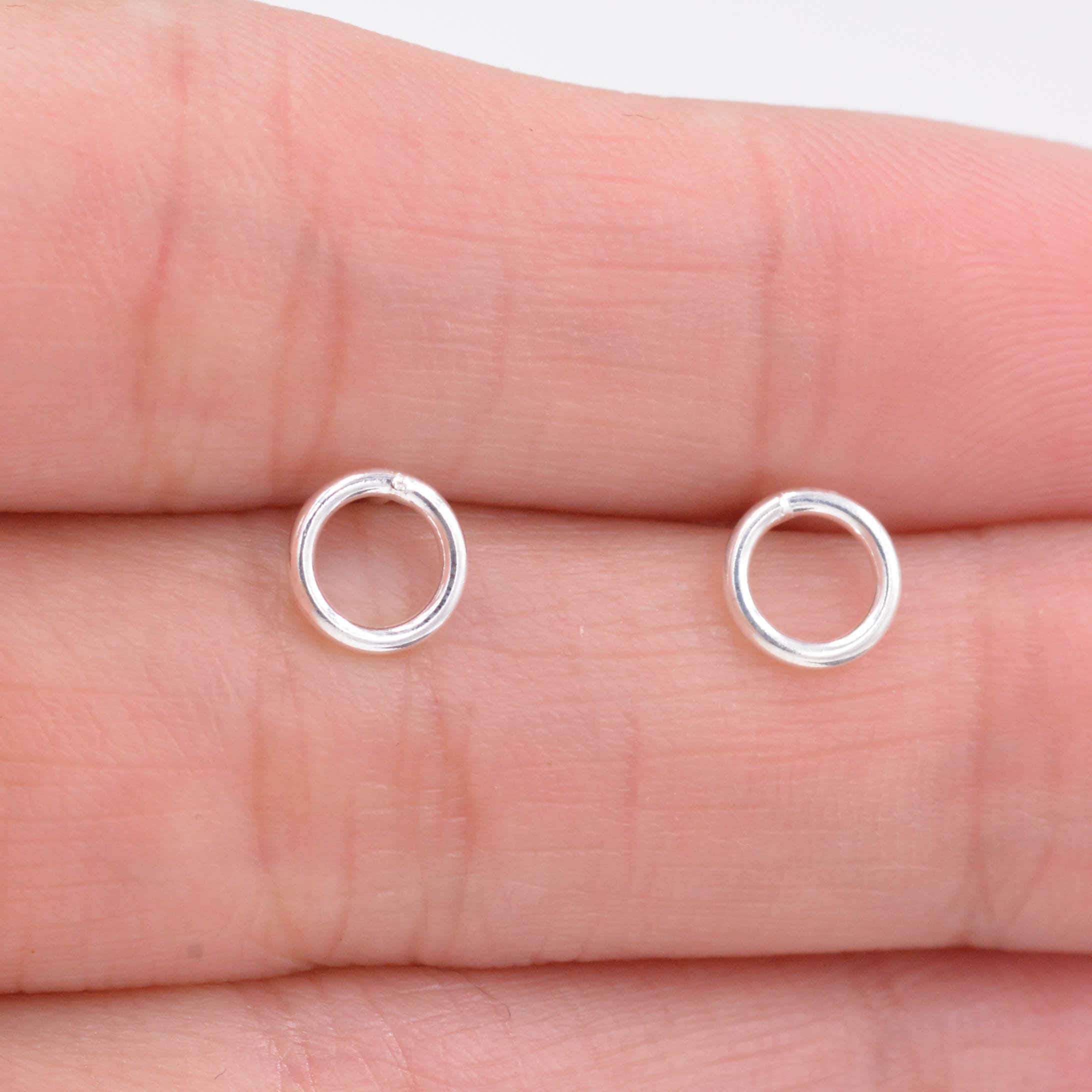 Sterling Silver Minimalist Open Circle Stud Earrings in Sterling Silver - Minimalist Geometric Design, Silver, Gold or Rose Gold - Image 8