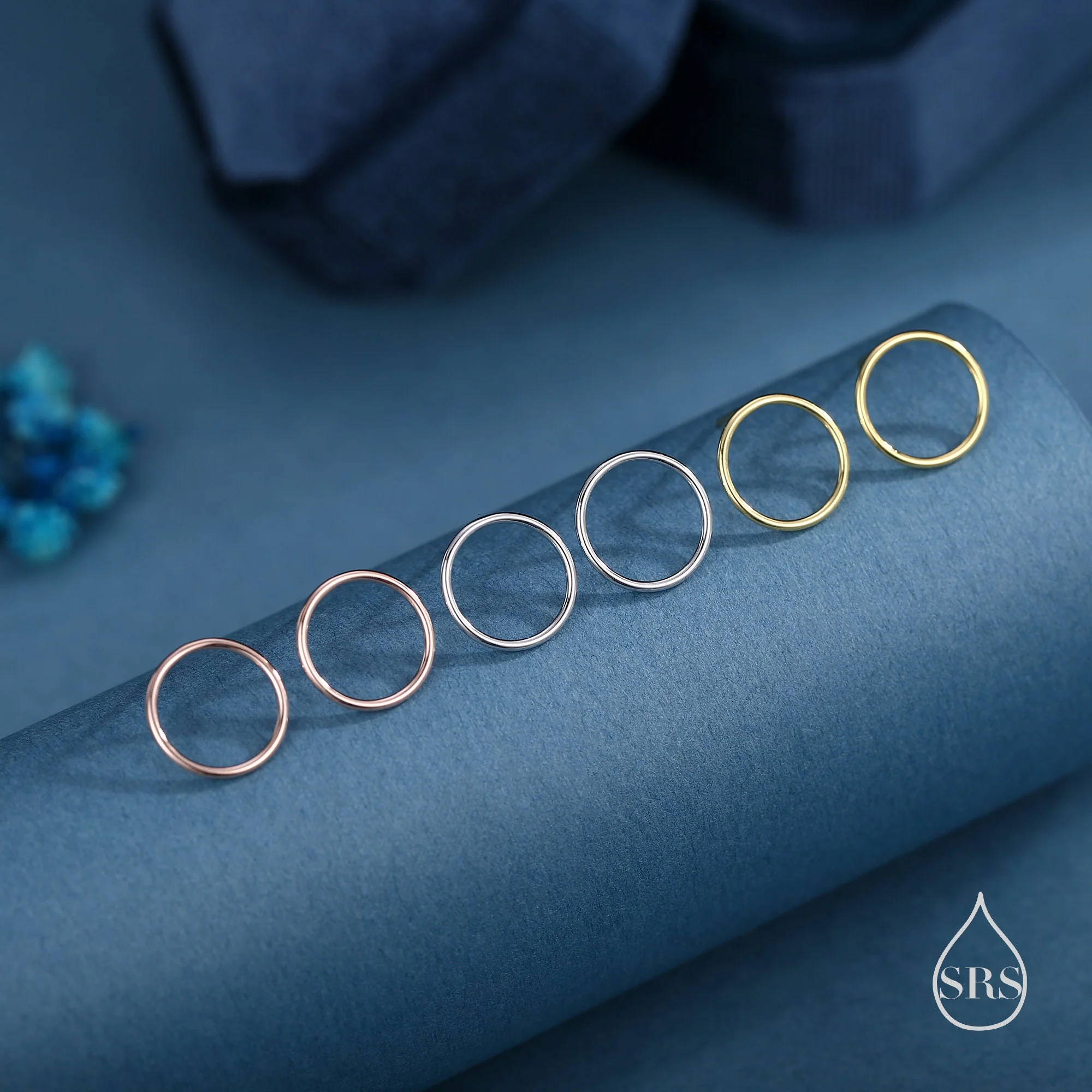 Sterling Silver Minimalist Open Circle Stud Earrings in Sterling Silver - Silver, Gold or Rose Gold Finish, Minimalist Geometric Design - Image 5