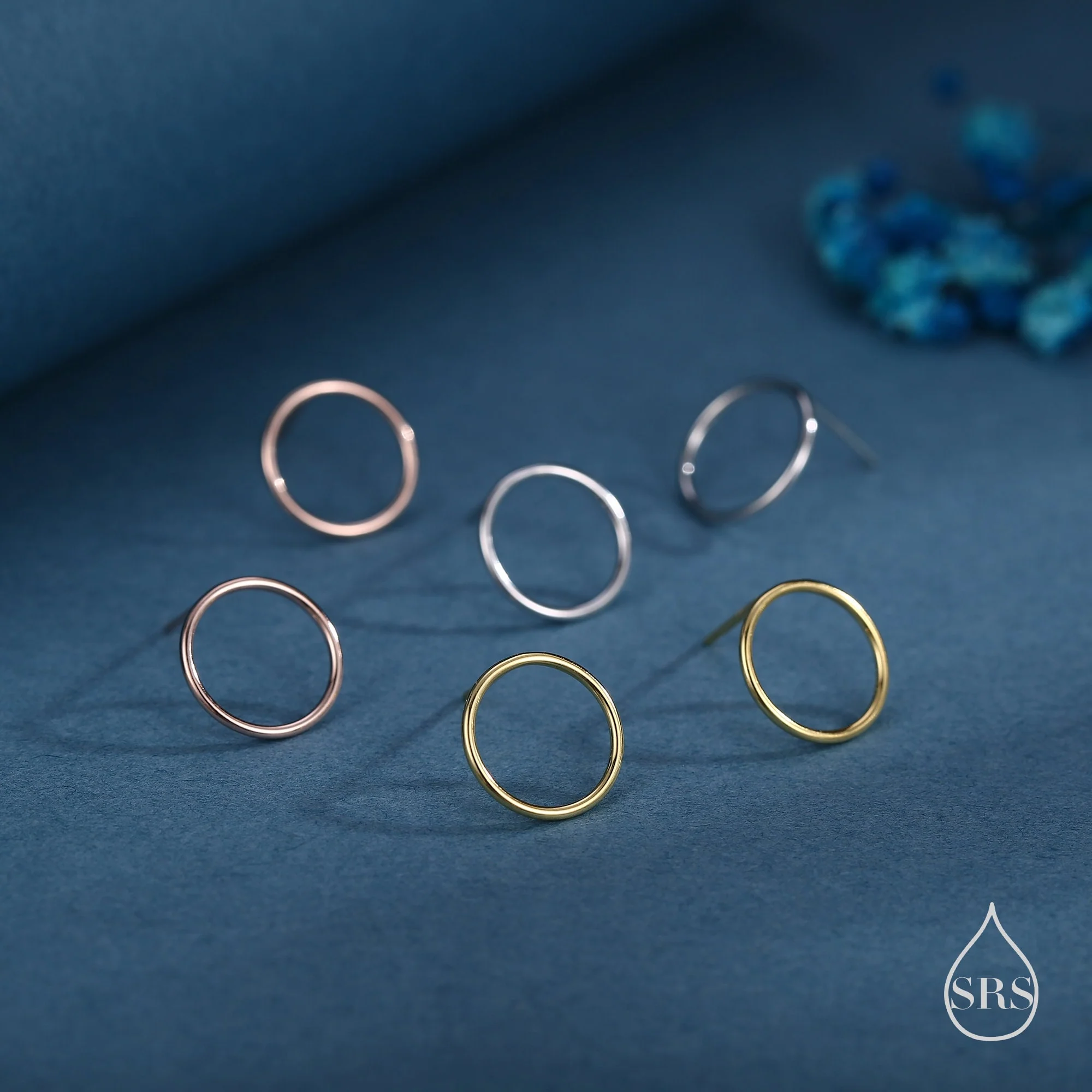 Sterling Silver Minimalist Open Circle Stud Earrings in Sterling Silver - Silver, Gold or Rose Gold Finish, Minimalist Geometric Design - Image 6