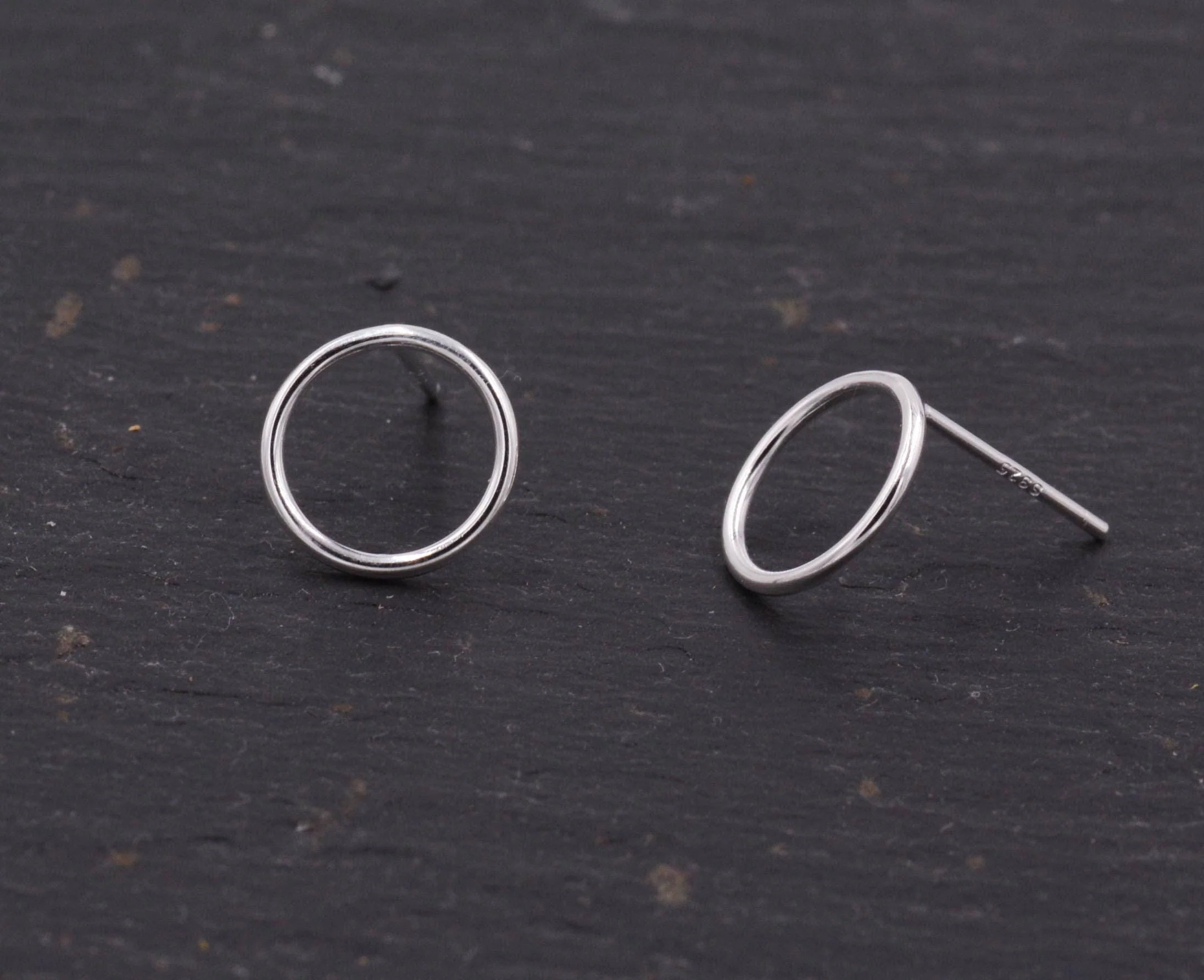 Sterling Silver Minimalist Open Circle Stud Earrings in Sterling Silver - Silver, Gold or Rose Gold Finish, Minimalist Geometric Design - Image 7