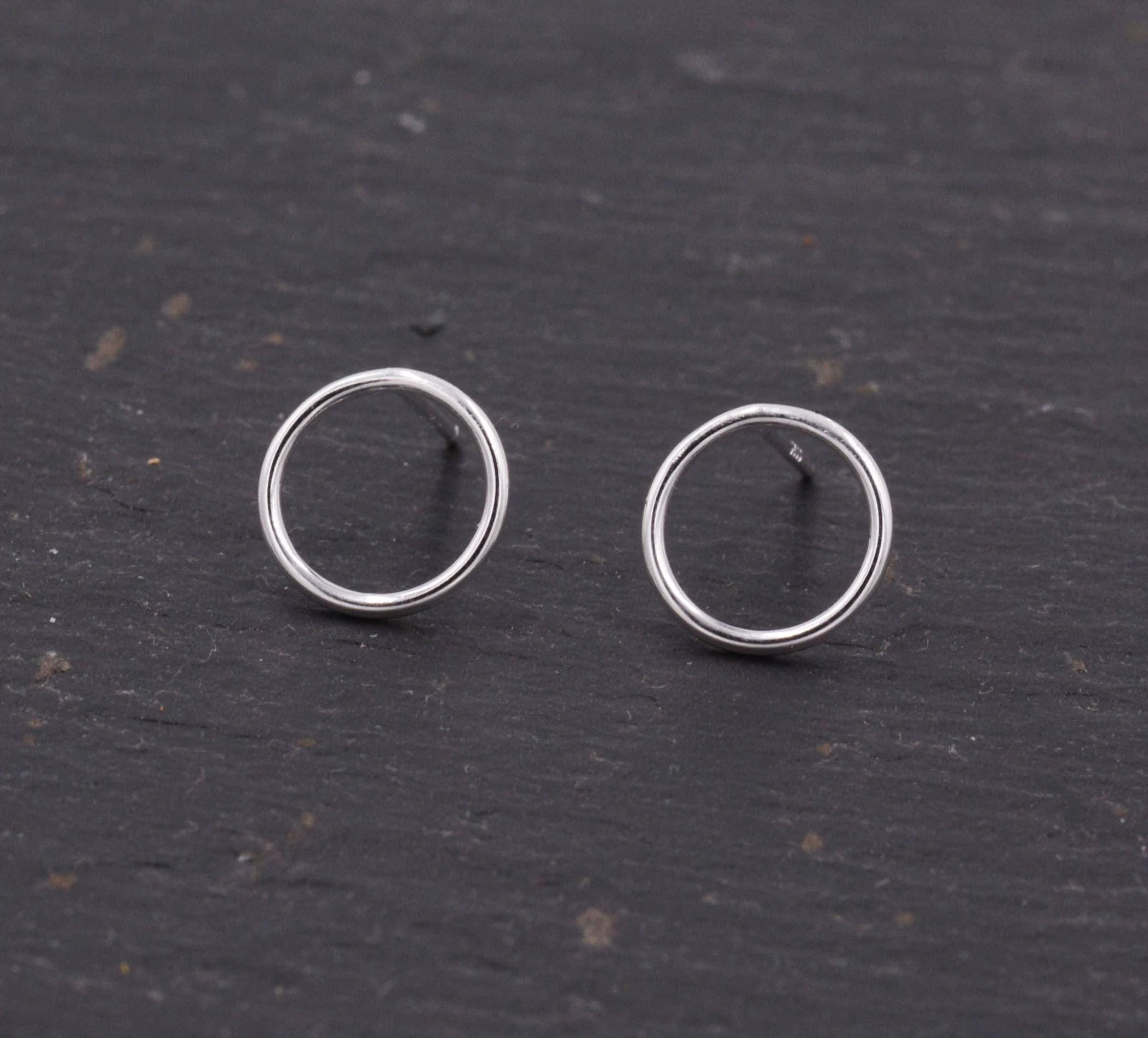 Sterling Silver Minimalist Open Circle Stud Earrings in Sterling Silver - Silver, Gold or Rose Gold Finish, Minimalist Geometric Design - Image 8