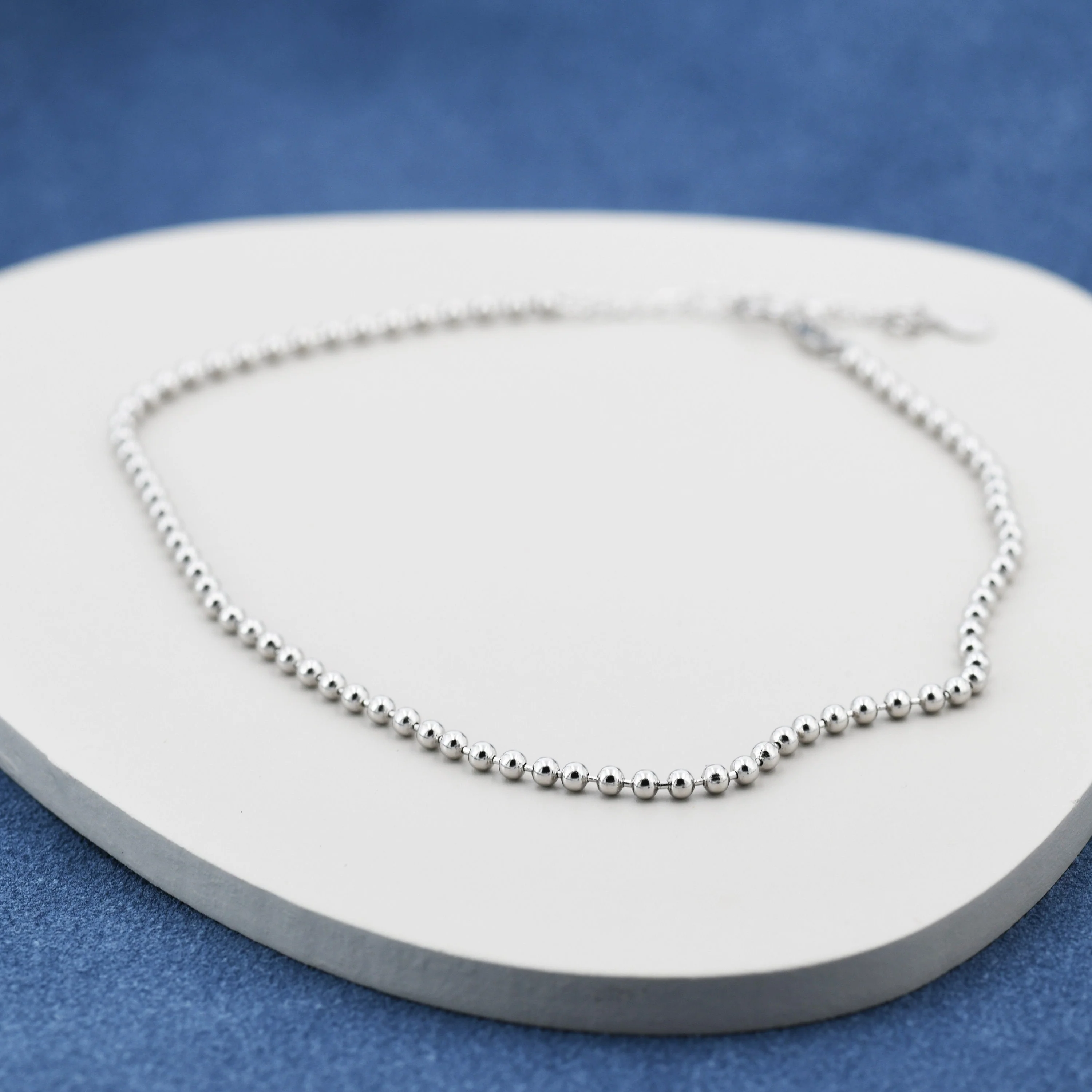 Sterling Silver Minimalist Skinny Ball Chain Delicate Bracelet and Anklet with Adjustable Chain, Silver or Gold - Image 5