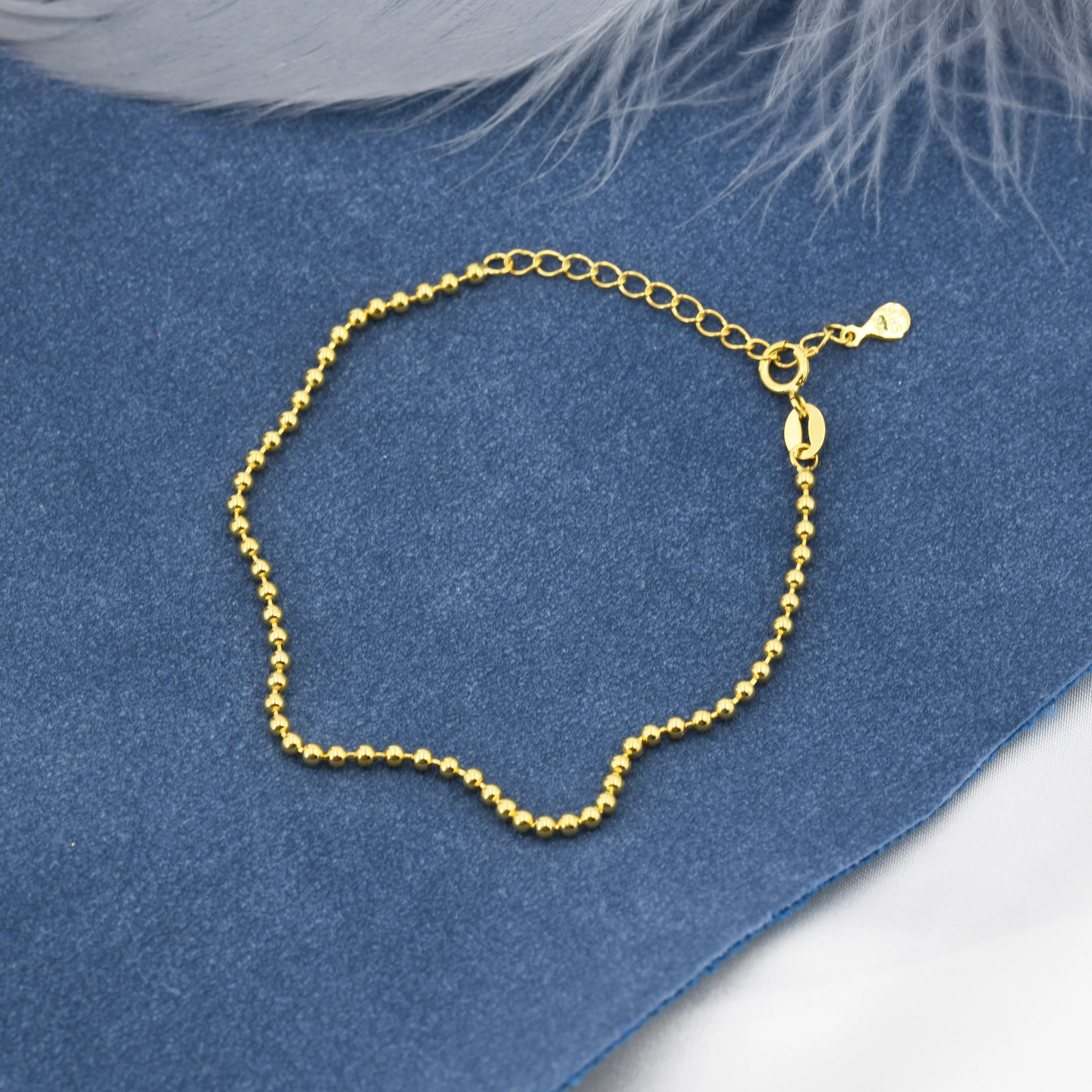 Sterling Silver Minimalist Skinny Ball Chain Delicate Bracelet and Anklet with Adjustable Chain, Silver or Gold - Image 6