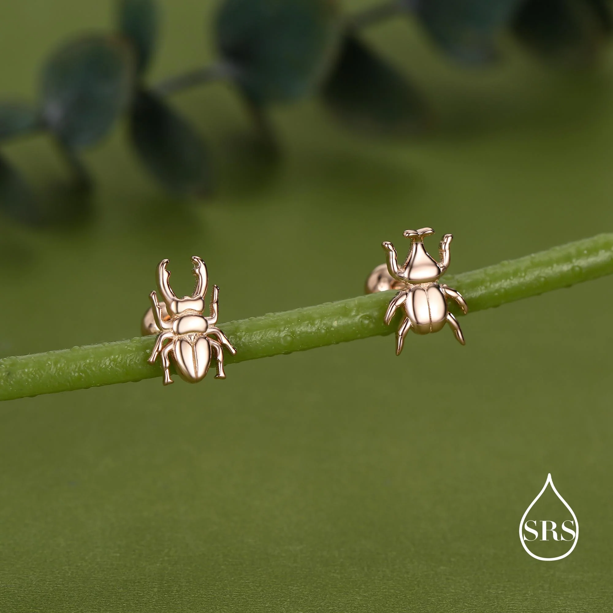 Sterling Silver Mismatched Beetle Screw Back Stud Earrings - Image 4