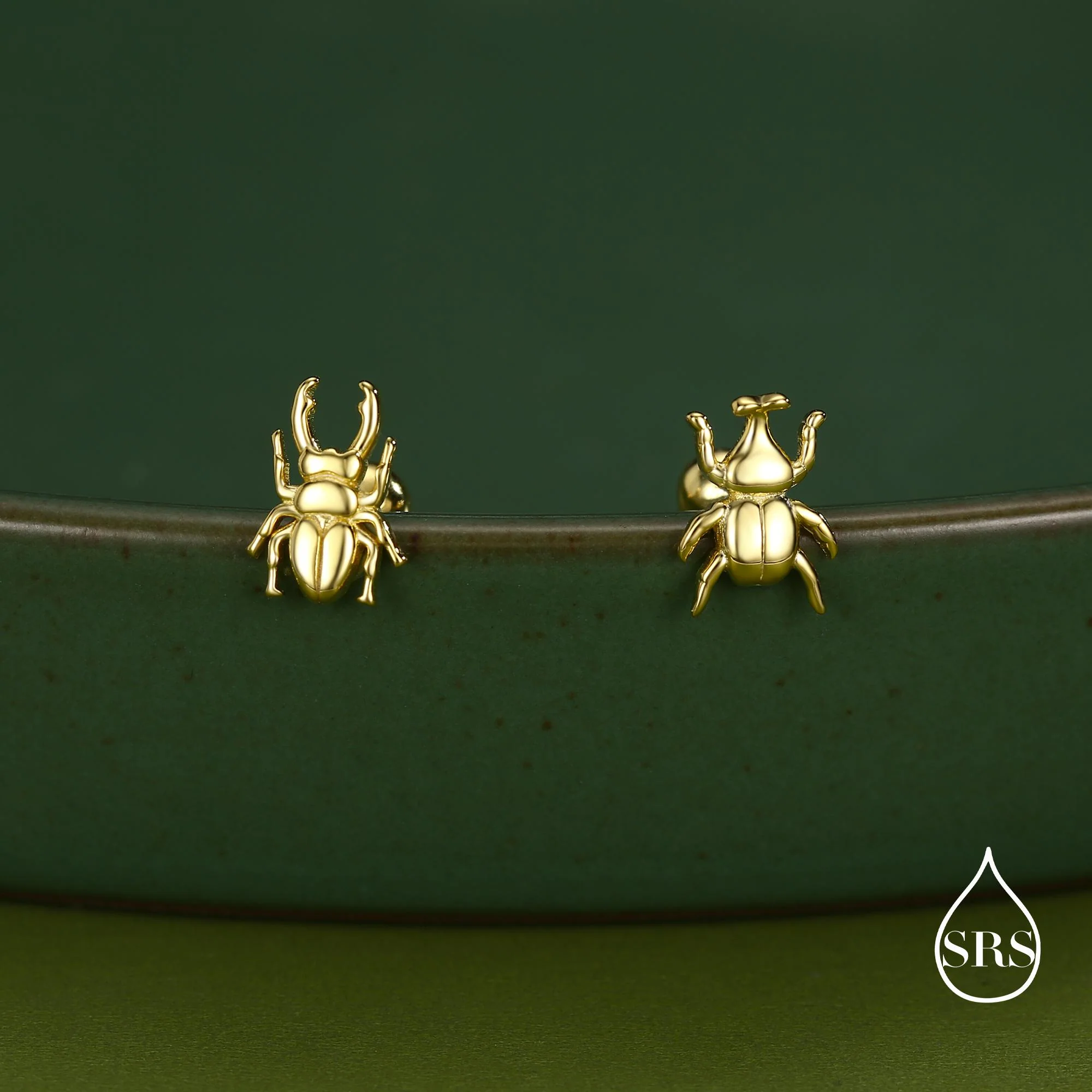 Sterling Silver Mismatched Beetle Screw Back Stud Earrings - Image 6