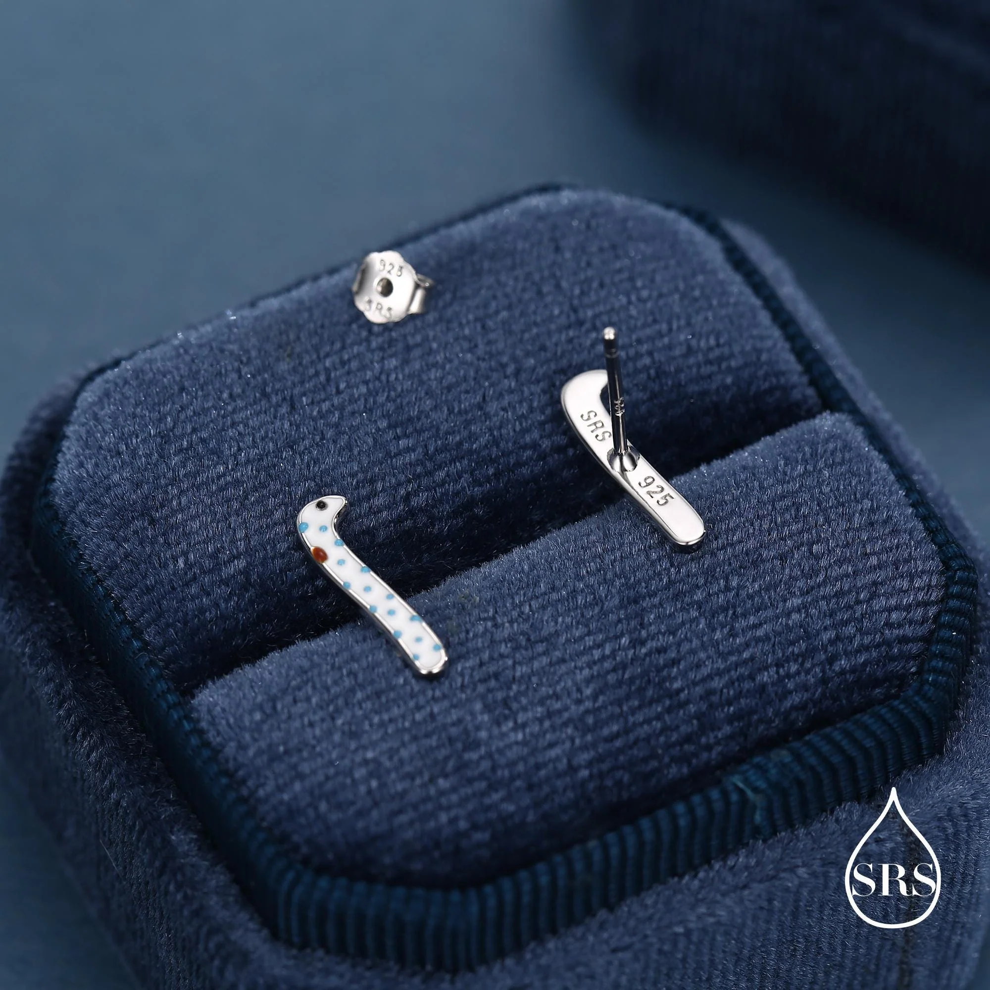 Sterling Silver Mismatched Garden Eel Enamel Stud Earrings - Image 3