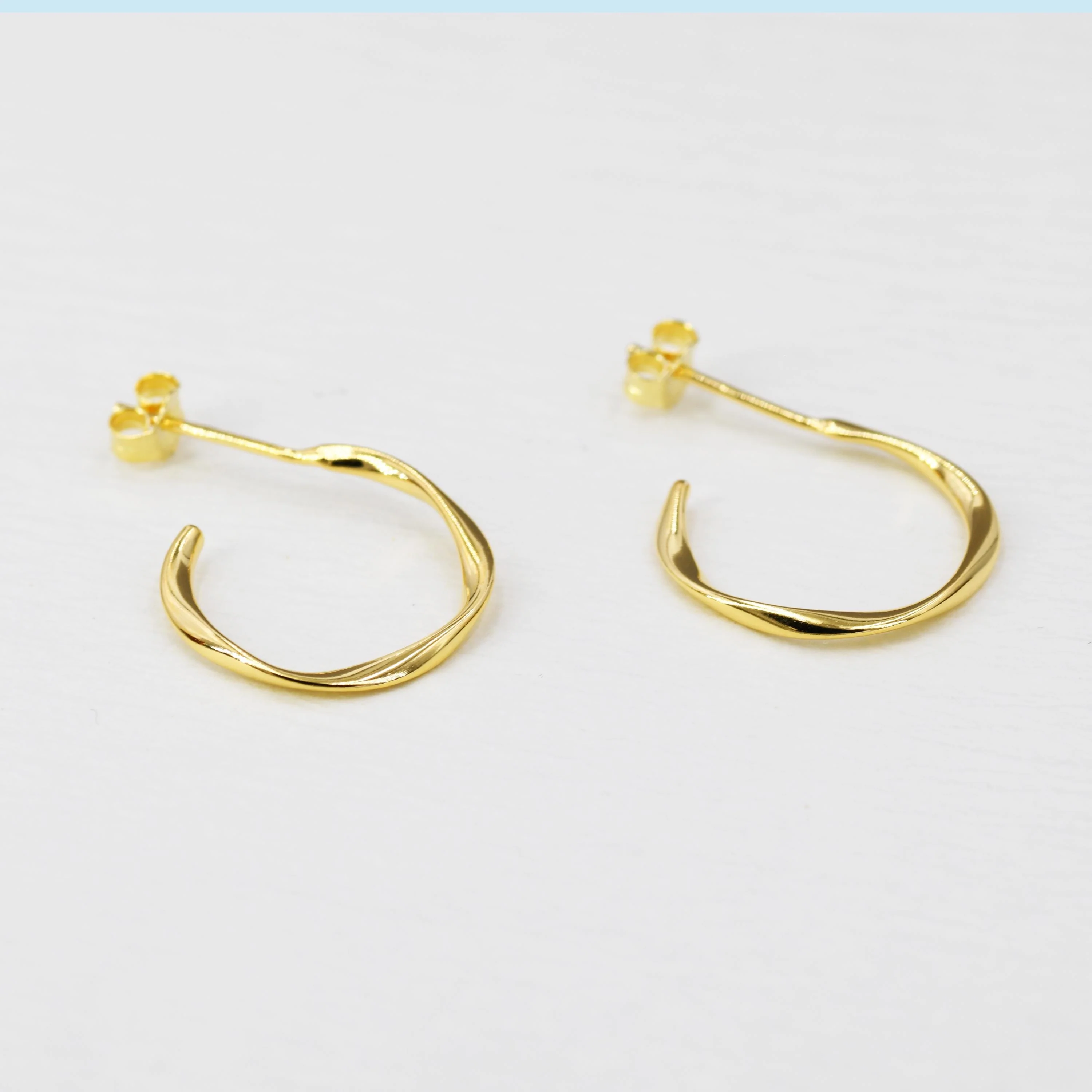 Sterling Silver Mobius Hoop Stud Earrings, Silver or Gold or Rose Gold Mobius Earrings, Circle Stud Earrings - Image 6