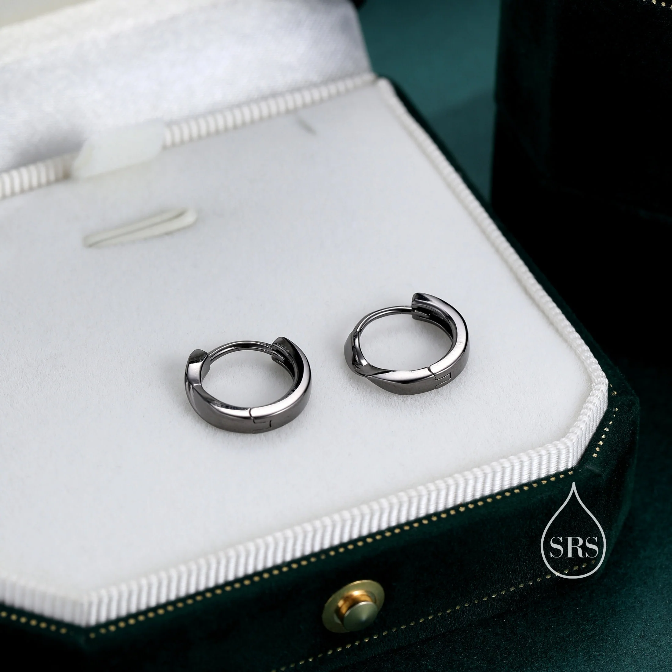 Mobius Strip Circle Huggie Hoop Earrings in Sterling Silver, Silver or Black or Gold or Rose Gold, Minimalist Simple Earrings - Image 7