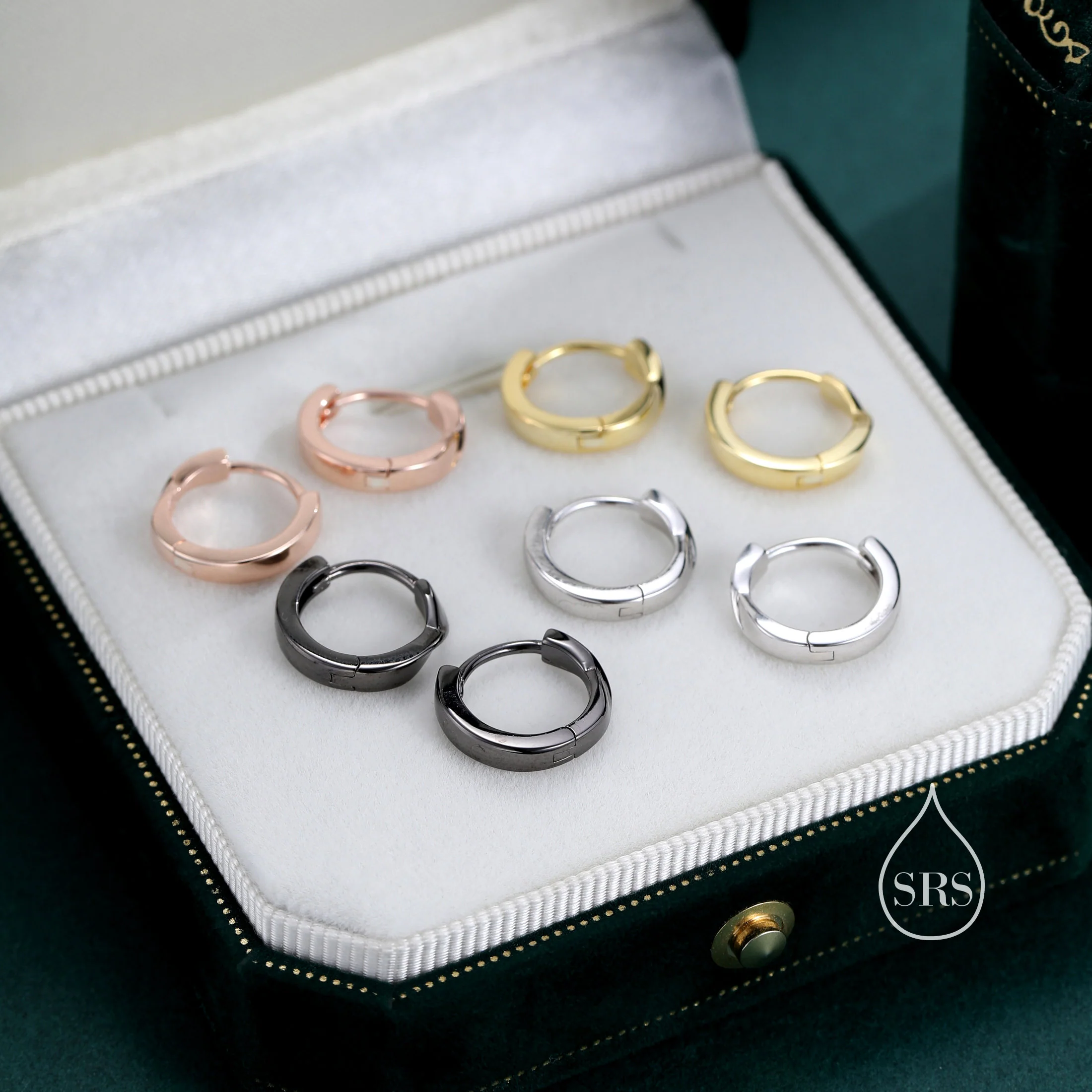 Mobius Strip Circle Huggie Hoop Earrings in Sterling Silver, Silver or Black or Gold or Rose Gold, Minimalist Simple Earrings - Image 9