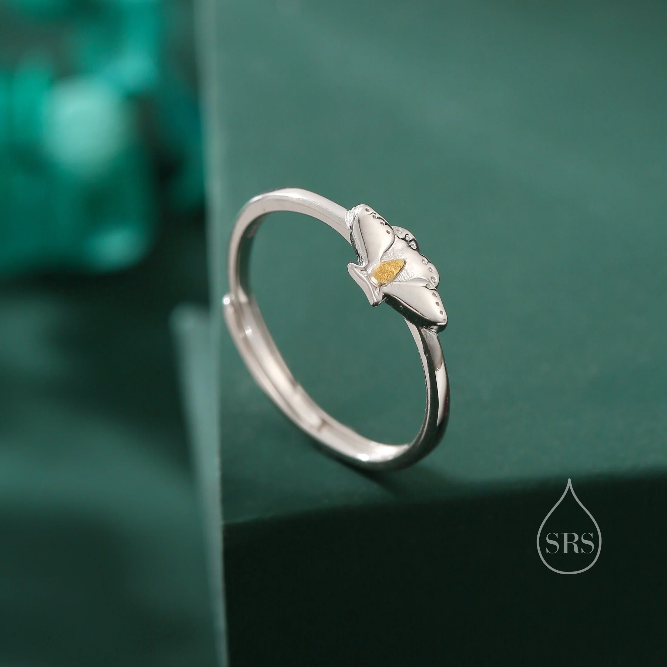 Sterling Silver Moth Ring, Adjustable Size, Moth Insect ring, Moth Ring, Luna Moth Ring, Butterfly Ring - Image 3