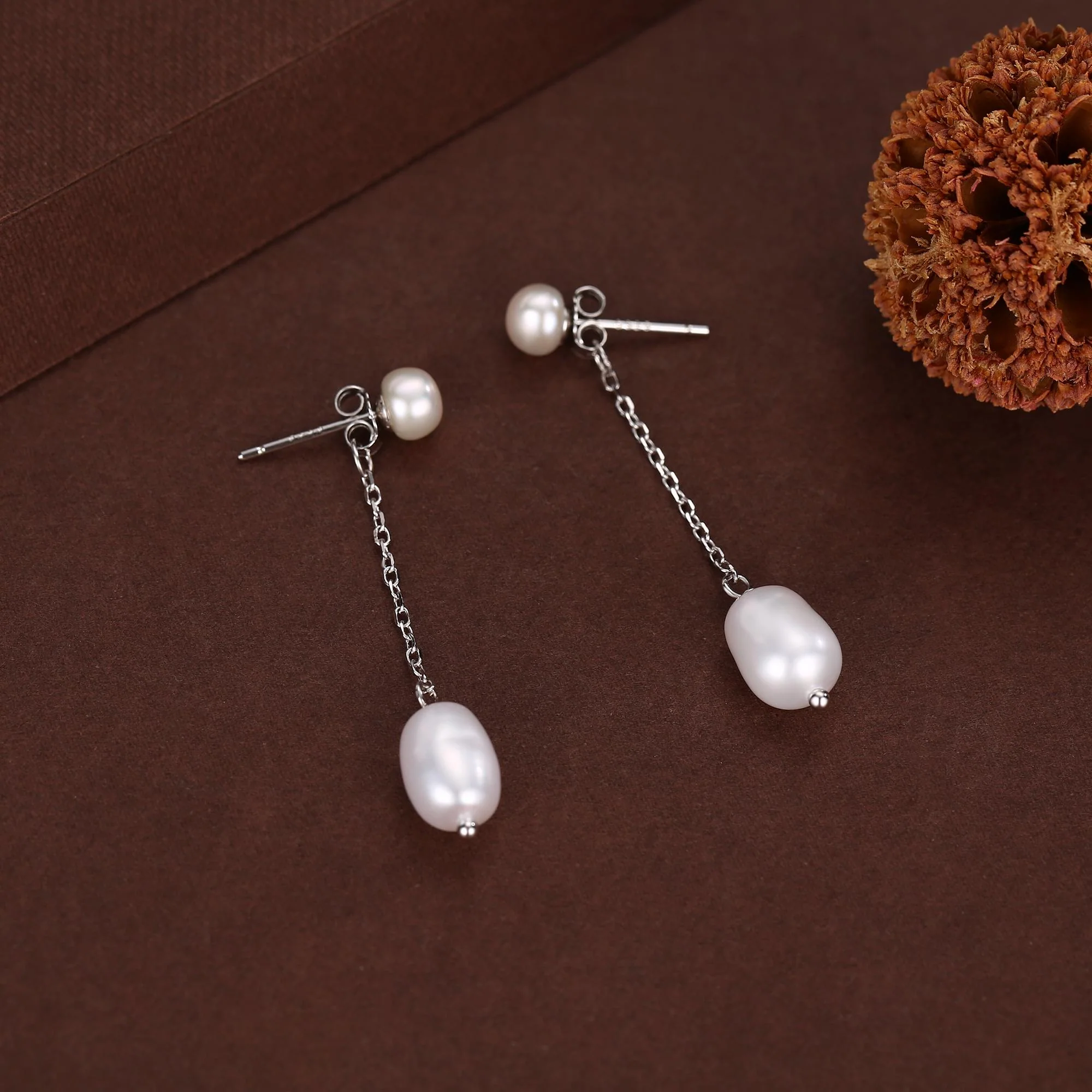 Sterling Silver Natural Freshwater Pearl Ear Jacket Earrings in Sterling Silver, Silver or Gold, Baroque Pearl Ear Jacket, Genuine Pearls - Image 6