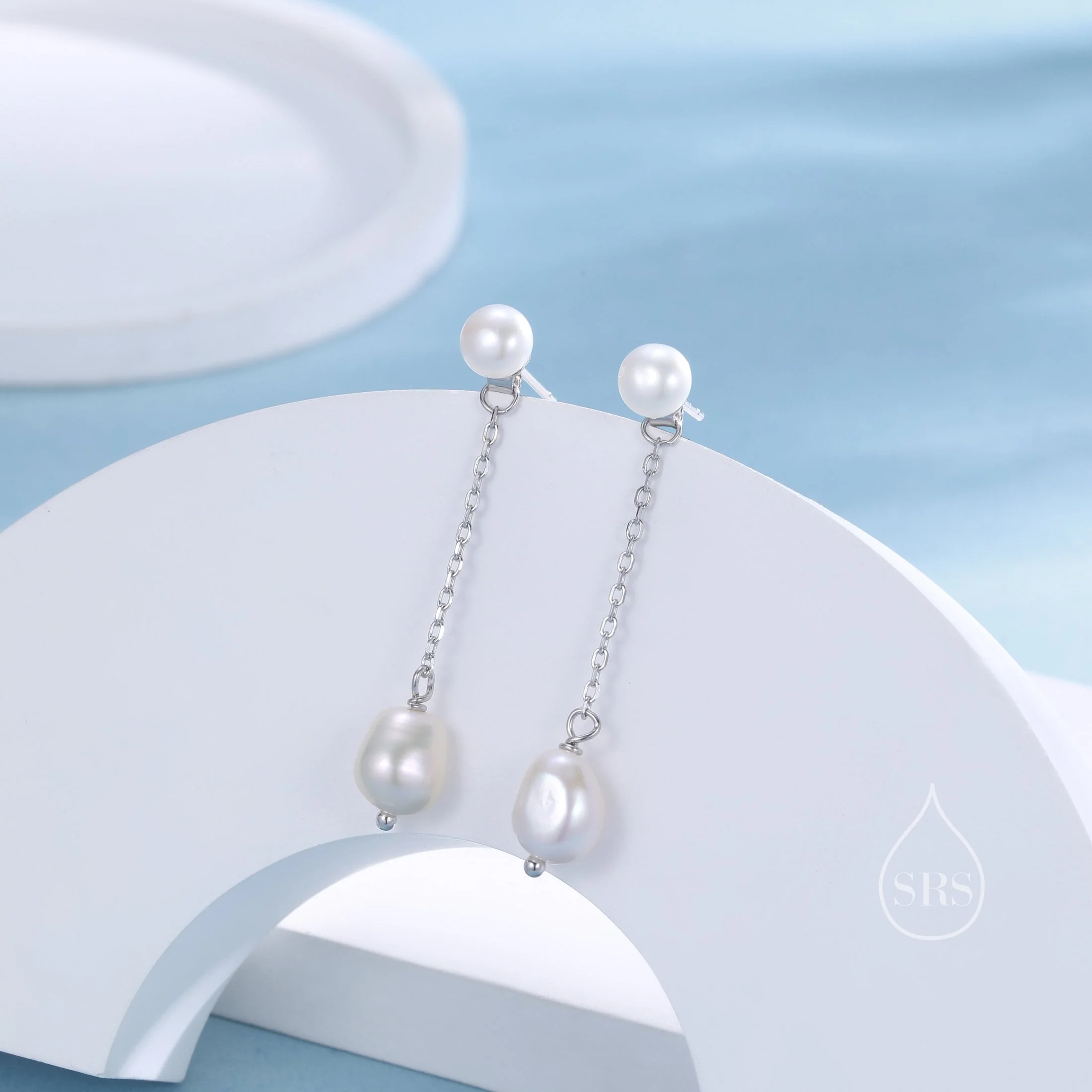 Sterling Silver Natural Freshwater Pearl Ear Jacket Earrings in Sterling Silver, Silver or Gold, Baroque Pearl Ear Jacket, Genuine Pearls - Image 8