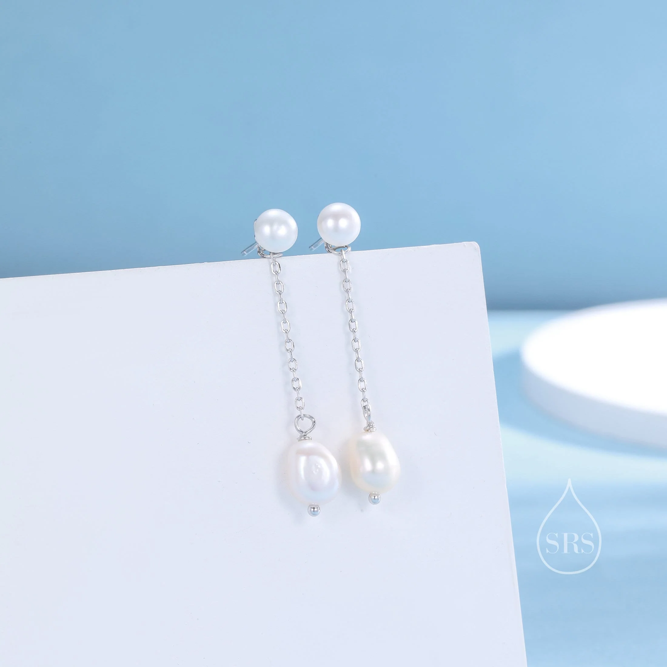 Sterling Silver Natural Freshwater Pearl Ear Jacket Earrings in Sterling Silver, Silver or Gold, Baroque Pearl Ear Jacket, Genuine Pearls - Image 9