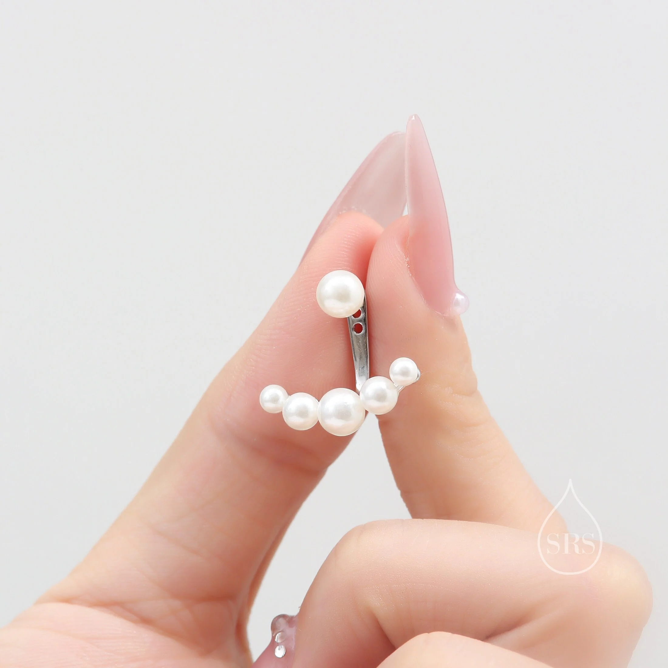 Sterling Silver Natural Freshwater Pearl Jacket Earrings in Sterling Silver, Silver or Gold, Baroque Pearl Ear Jacket, Genuine Pearl Earring - Image 3