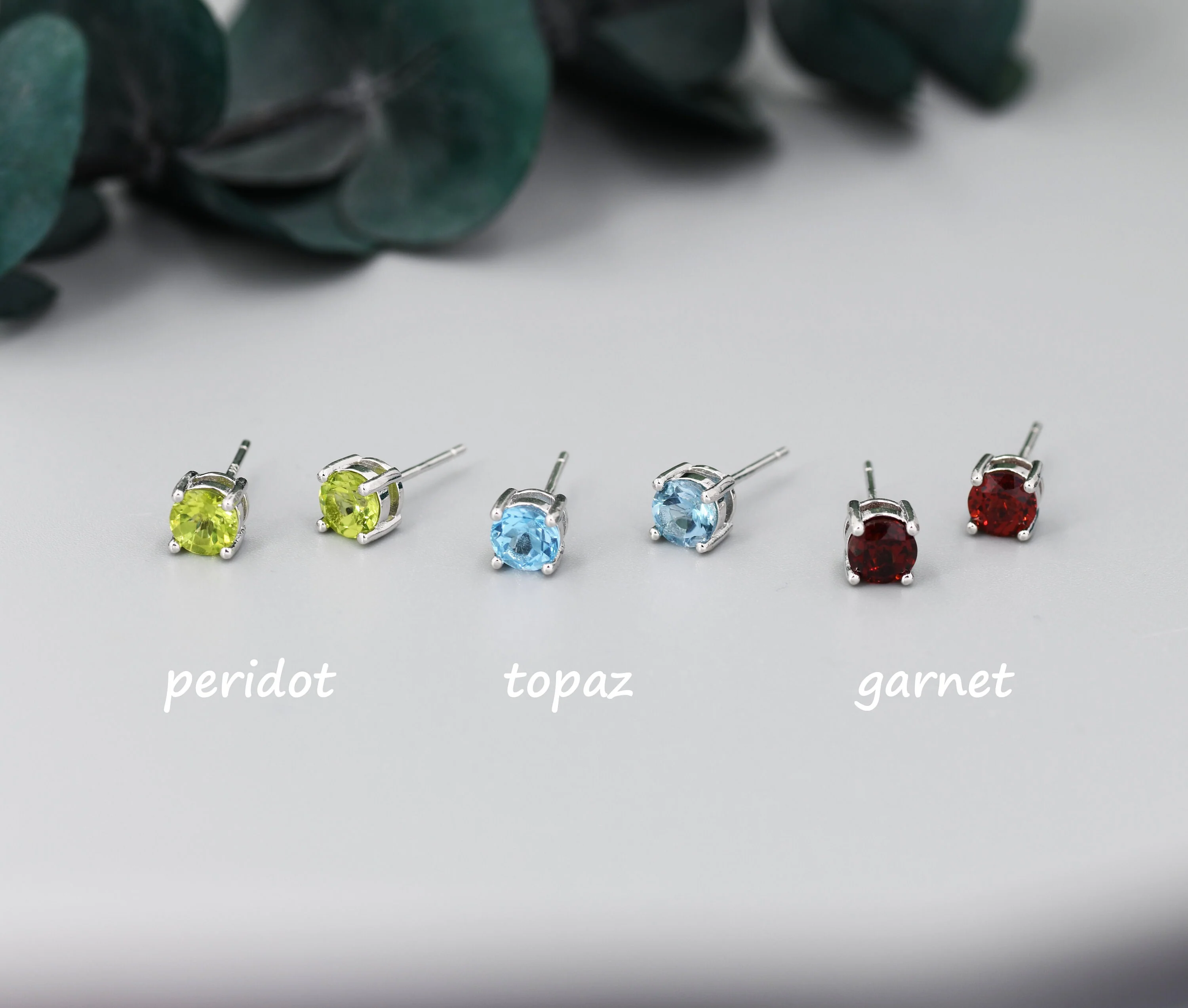 Sterling Silver Natural Garnet Stud Earrings, 5mm Prong Set, Genuine Garnet Gemstone Stud, Minimalist Style, January Birthstone - Image 9